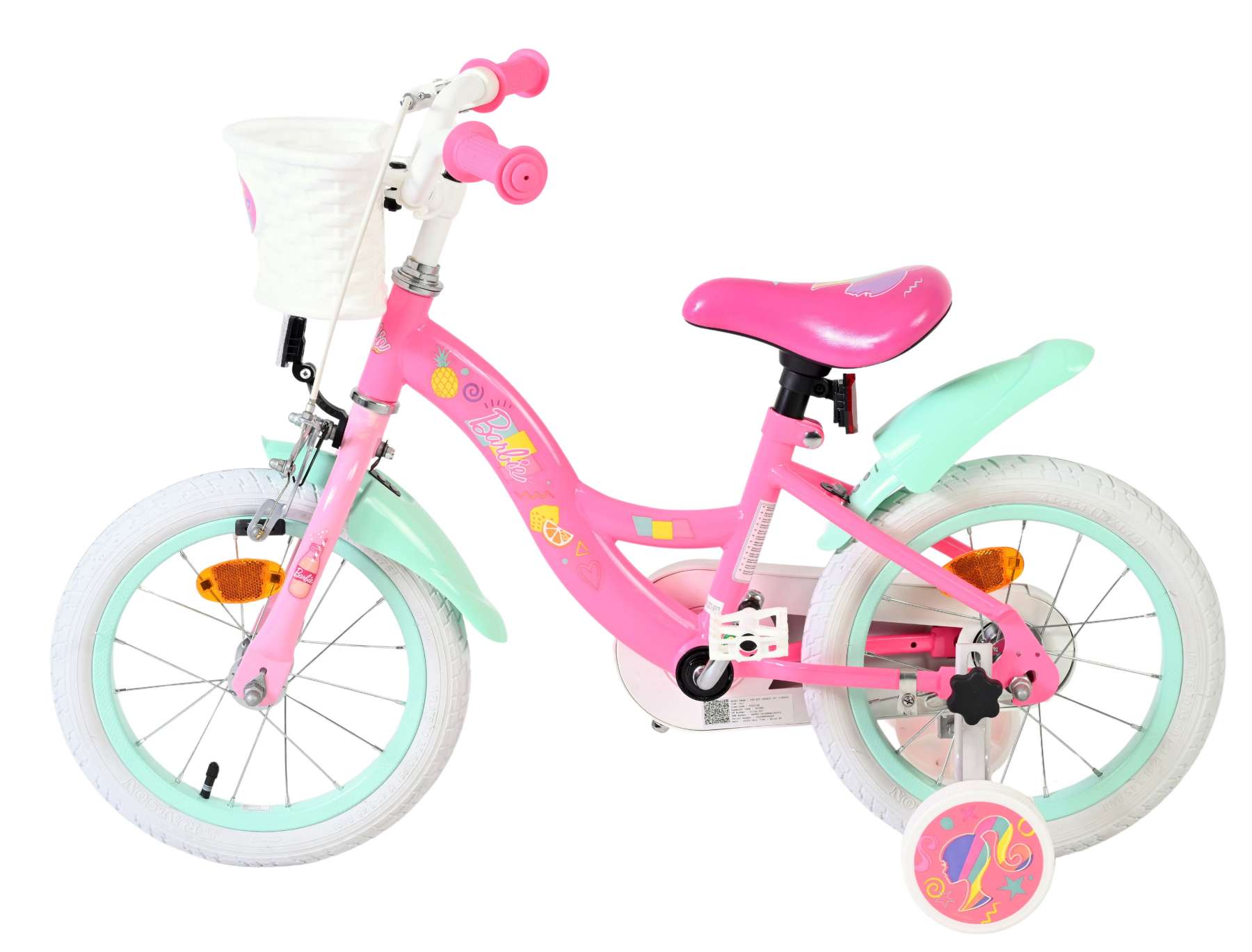 Barbie Kinderfiets - Meisjes - 14 inch - Roze 7 Barbie Kinderfiets - Meisjes - 14 inch - Roze - Afbeelding 7