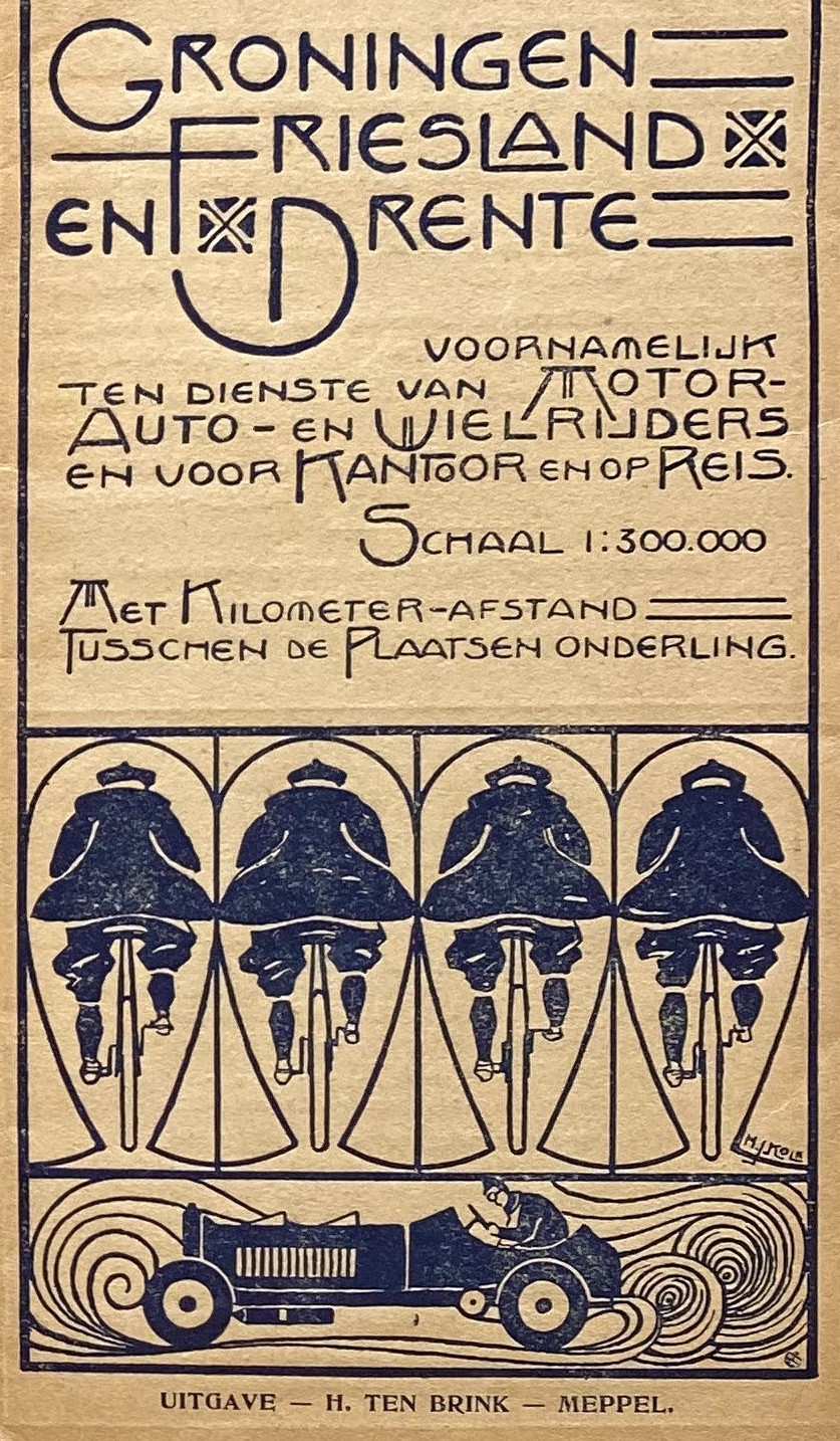 Omslag met fietsers van Ten Brinks reiskaart no. 1