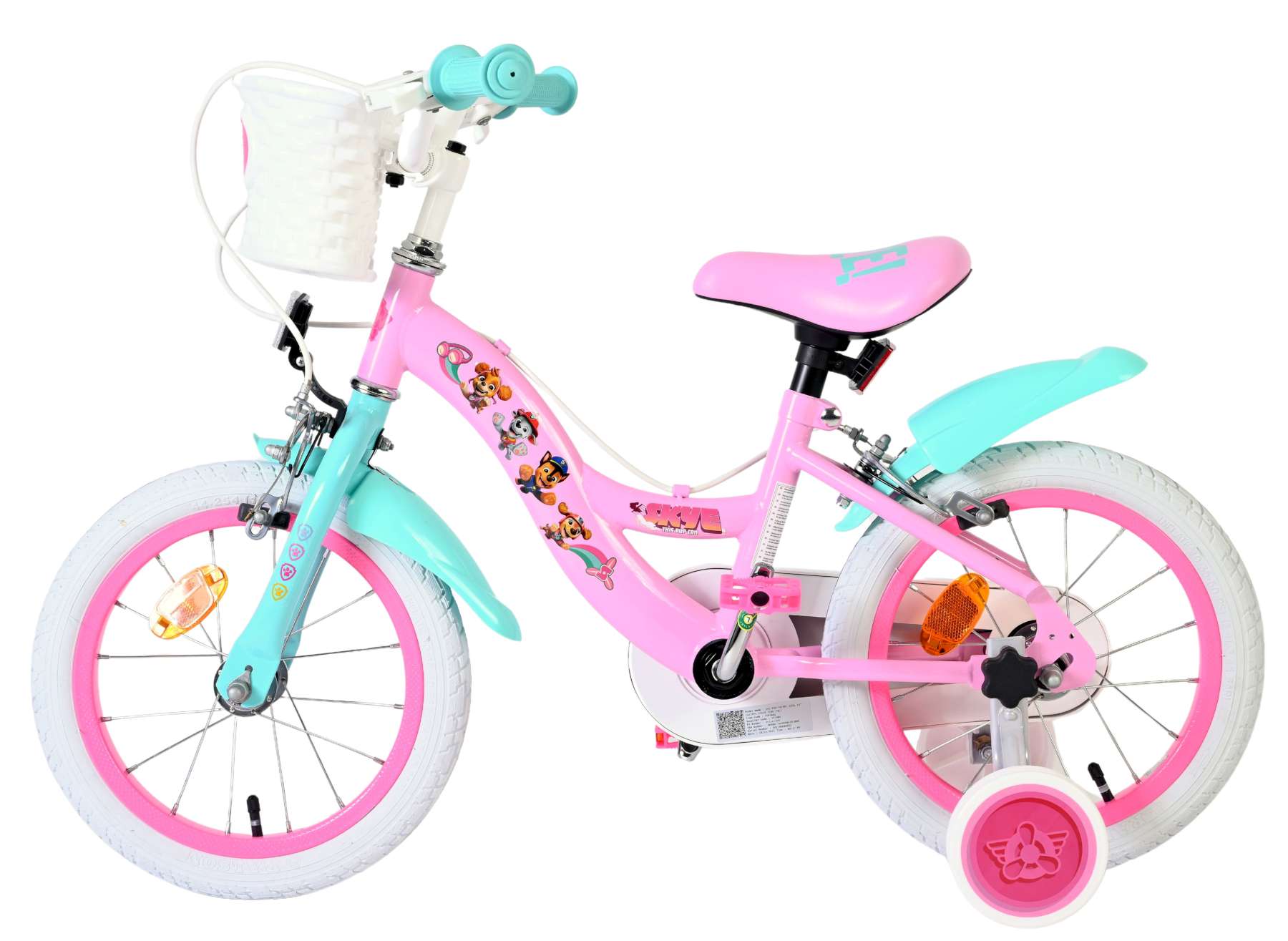Paw Patrol Kinderfiets - Meisjes - 14 inch - Roze - Twee handremmen 7 Paw Patrol Kinderfiets - Meisjes - 14 inch - Roze - Twee handremmen - Afbeelding 7