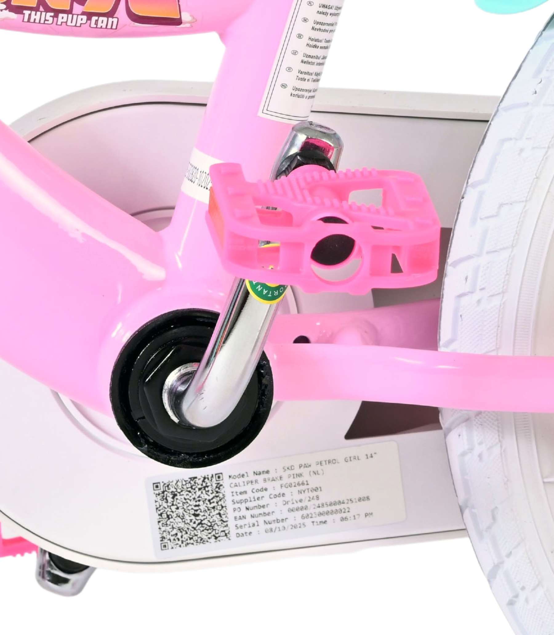 Paw Patrol Kinderfiets - Meisjes - 14 inch - Roze - Twee handremmen 9 Paw Patrol Kinderfiets - Meisjes - 14 inch - Roze - Twee handremmen - Afbeelding 9