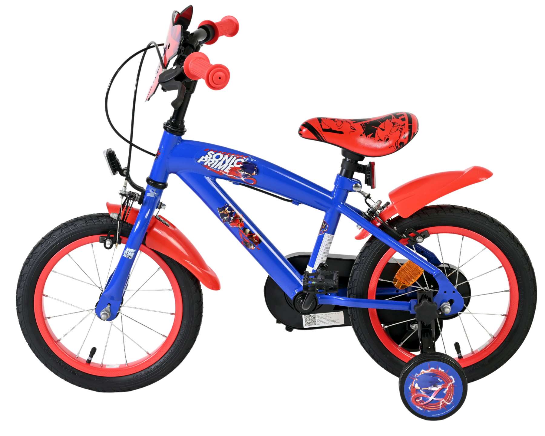 Sonic Prime Kinderfiets - Jongens - 14 inch - Blauw Rood - Twee handremmen 7 Sonic Prime Kinderfiets - Jongens - 14 inch - Blauw Rood - Twee handremmen - Afbeelding 7