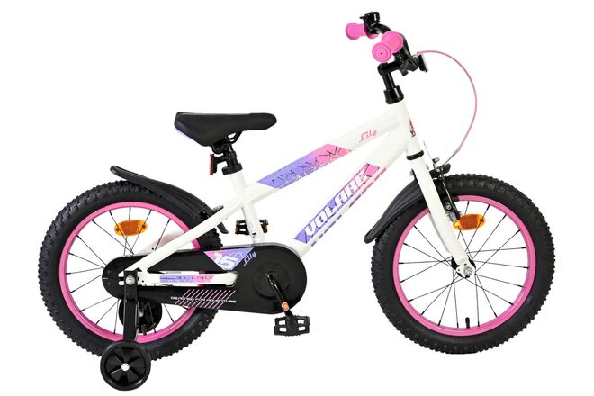 Volare Lily Kinderfiets - Meisjes - 16 inch - Wit Roze Paars 1 Volare Lily Kinderfiets - Meisjes - 16 inch - Wit Roze Paars