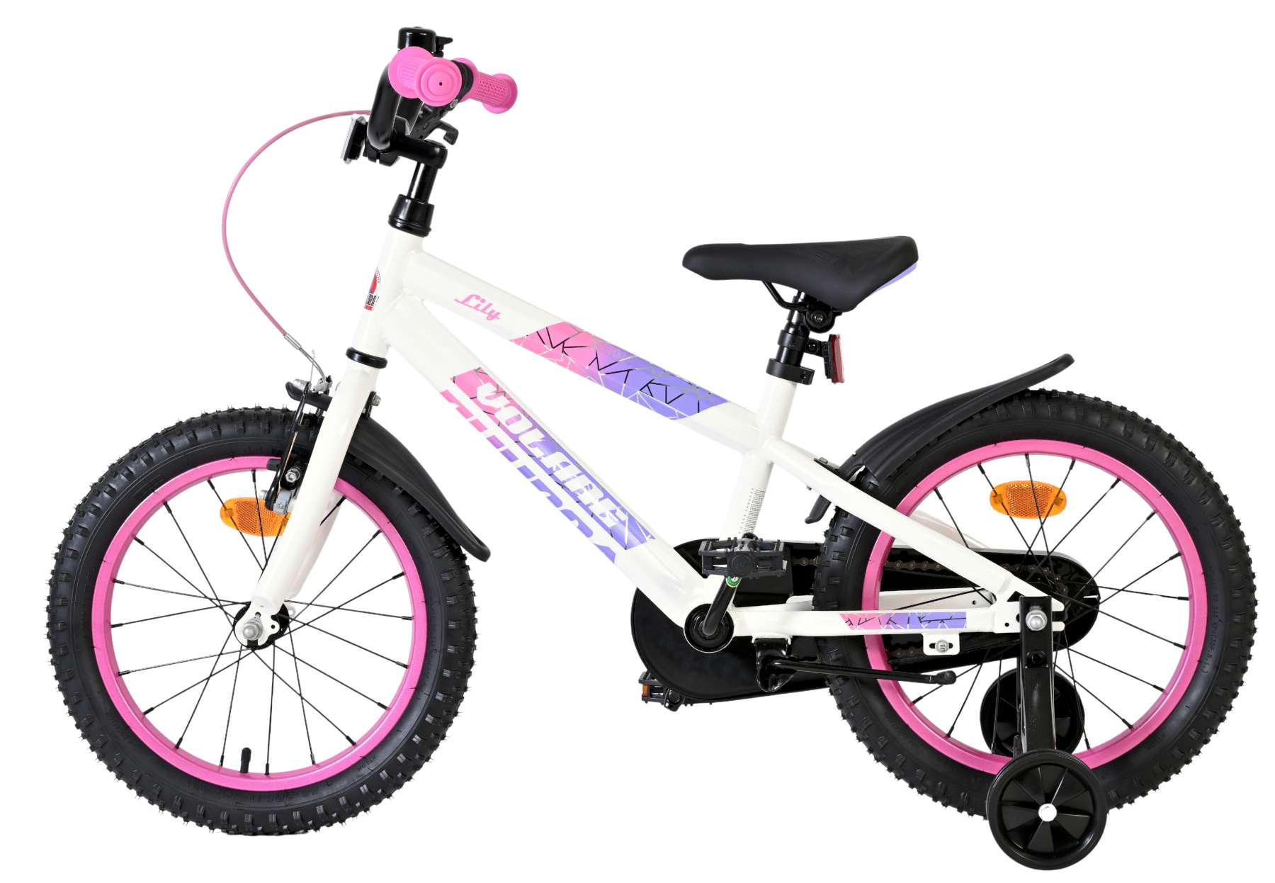 Volare Lily Kinderfiets - Meisjes - 16 inch - Wit Roze Paars 7 Volare Lily Kinderfiets - Meisjes - 16 inch - Wit Roze Paars - Afbeelding 7