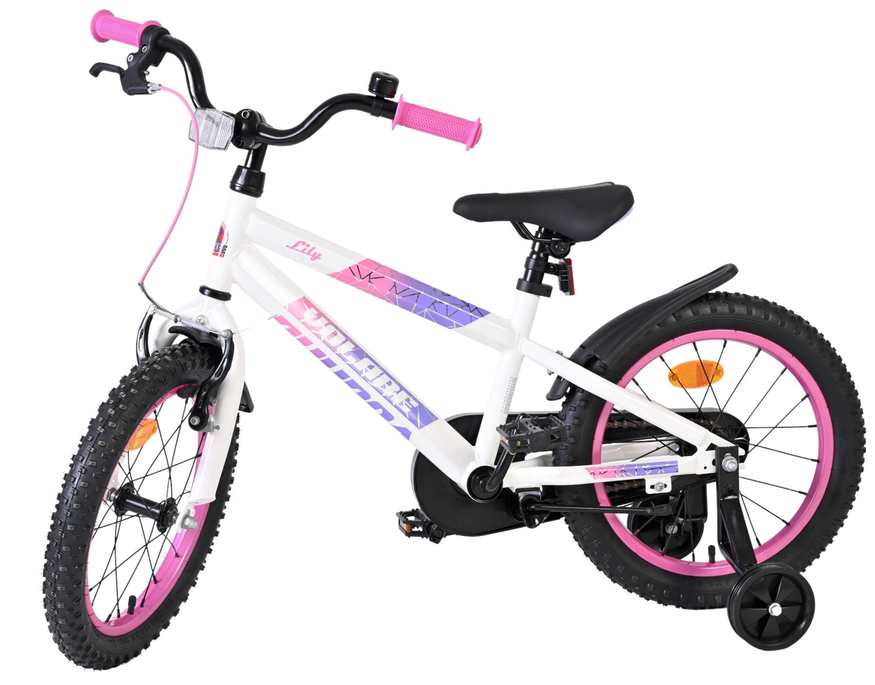 Volare Lily Kinderfiets - Meisjes - 16 inch - Wit Roze Paars 8 Volare Lily Kinderfiets - Meisjes - 16 inch - Wit Roze Paars - Afbeelding 8