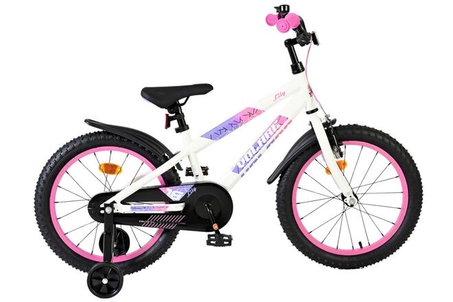 Volare Lily Kinderfiets - Meisjes - 18 inch - Wit Roze Paars 1 Volare Lily Kinderfiets - Meisjes - 18 inch - Wit Roze Paars