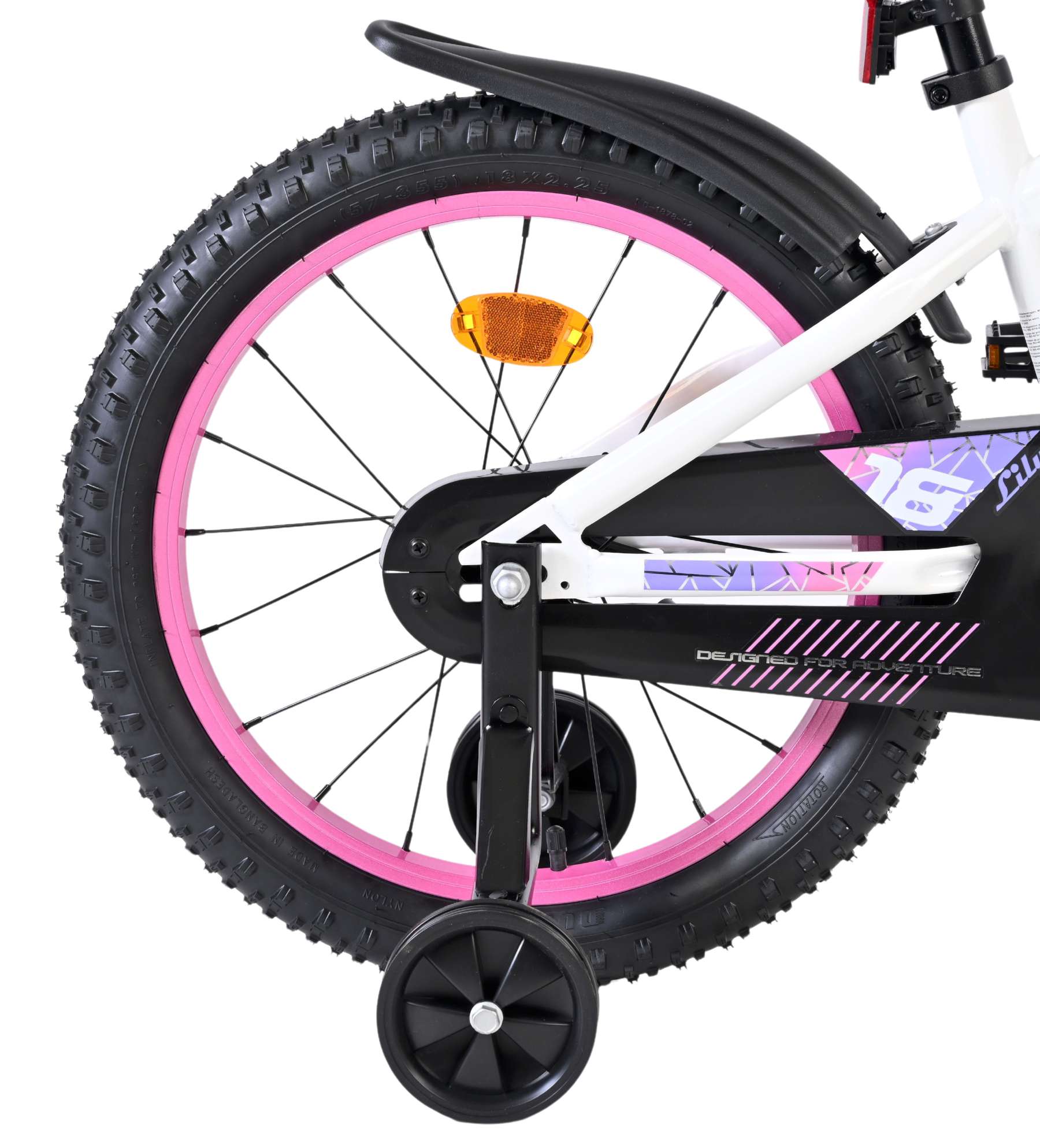 Volare Lily Kinderfiets - Meisjes - 18 inch - Wit Roze Paars 2 Volare Lily Kinderfiets - Meisjes - 18 inch - Wit Roze Paars - Afbeelding 2