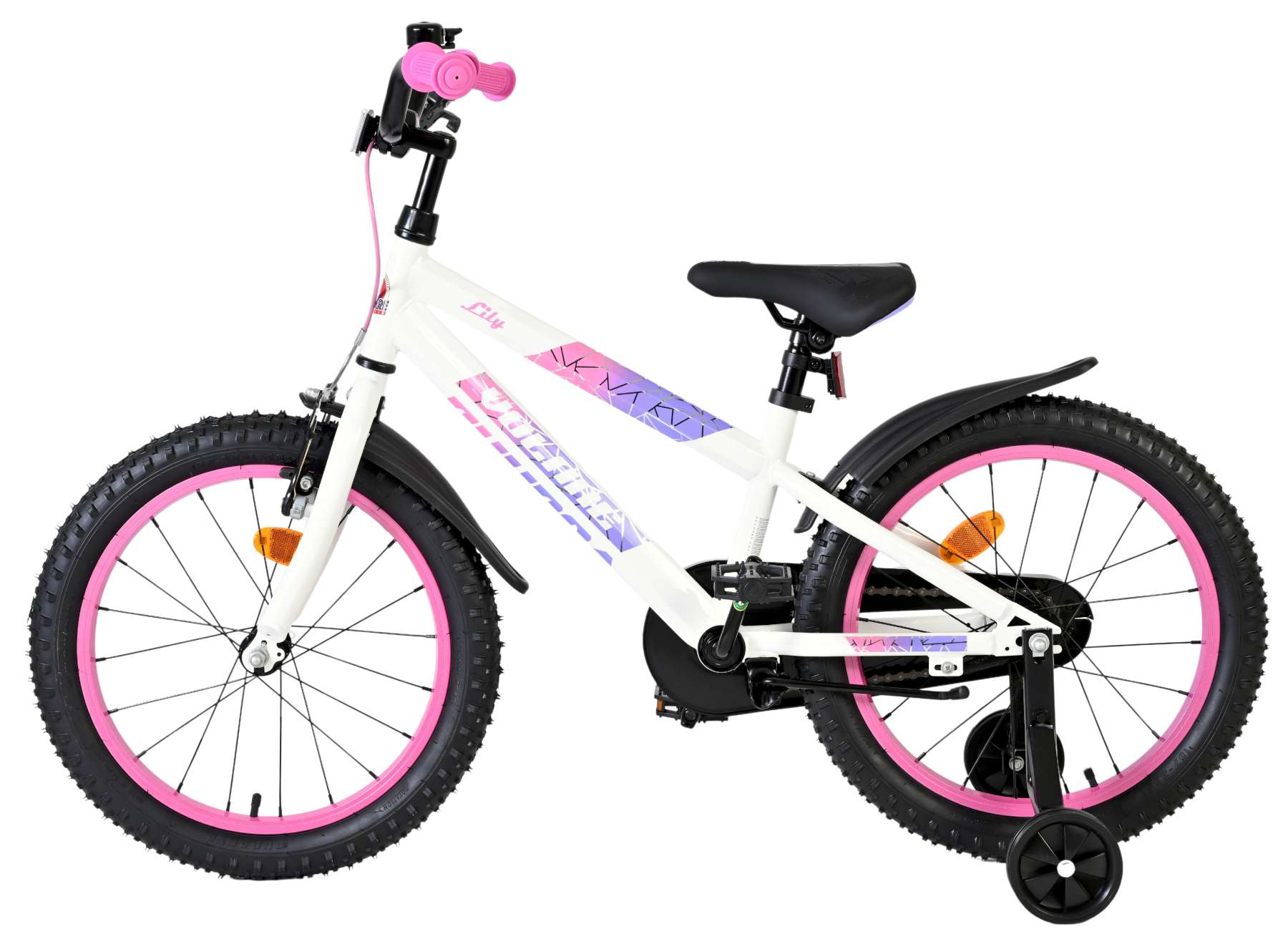 Volare Lily Kinderfiets - Meisjes - 18 inch - Wit Roze Paars 7 Volare Lily Kinderfiets - Meisjes - 18 inch - Wit Roze Paars - Afbeelding 7