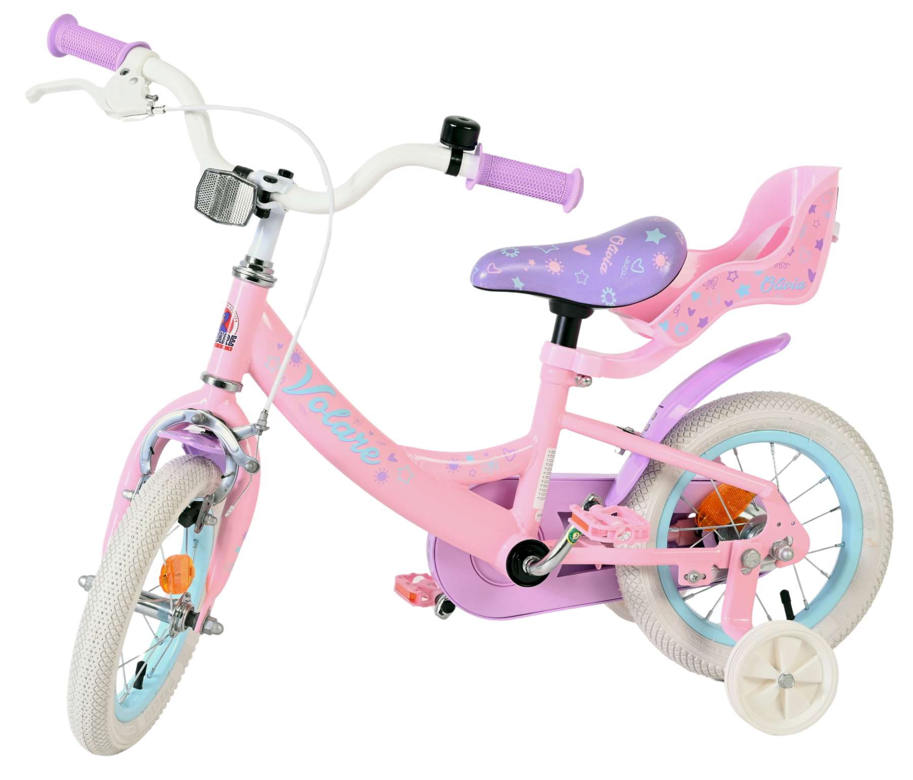 Volare Olivia Kinderfiets - Meisjes - 12 inch - Roze 8 Volare Olivia Kinderfiets - Meisjes - 12 inch - Roze - Afbeelding 8