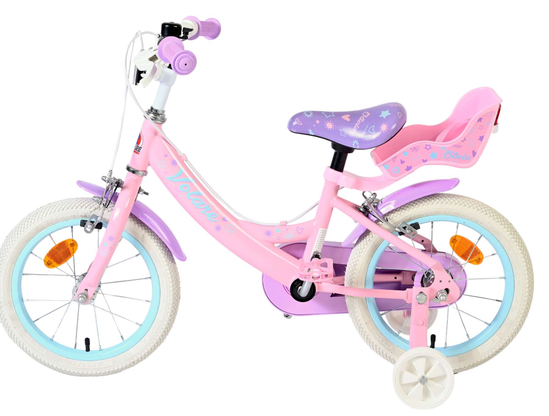 Volare Olivia Kinderfiets - Meisjes - 14 inch - Roze - Twee Handremmen 7 Volare Olivia Kinderfiets - Meisjes - 14 inch - Roze - Twee Handremmen - Afbeelding 7