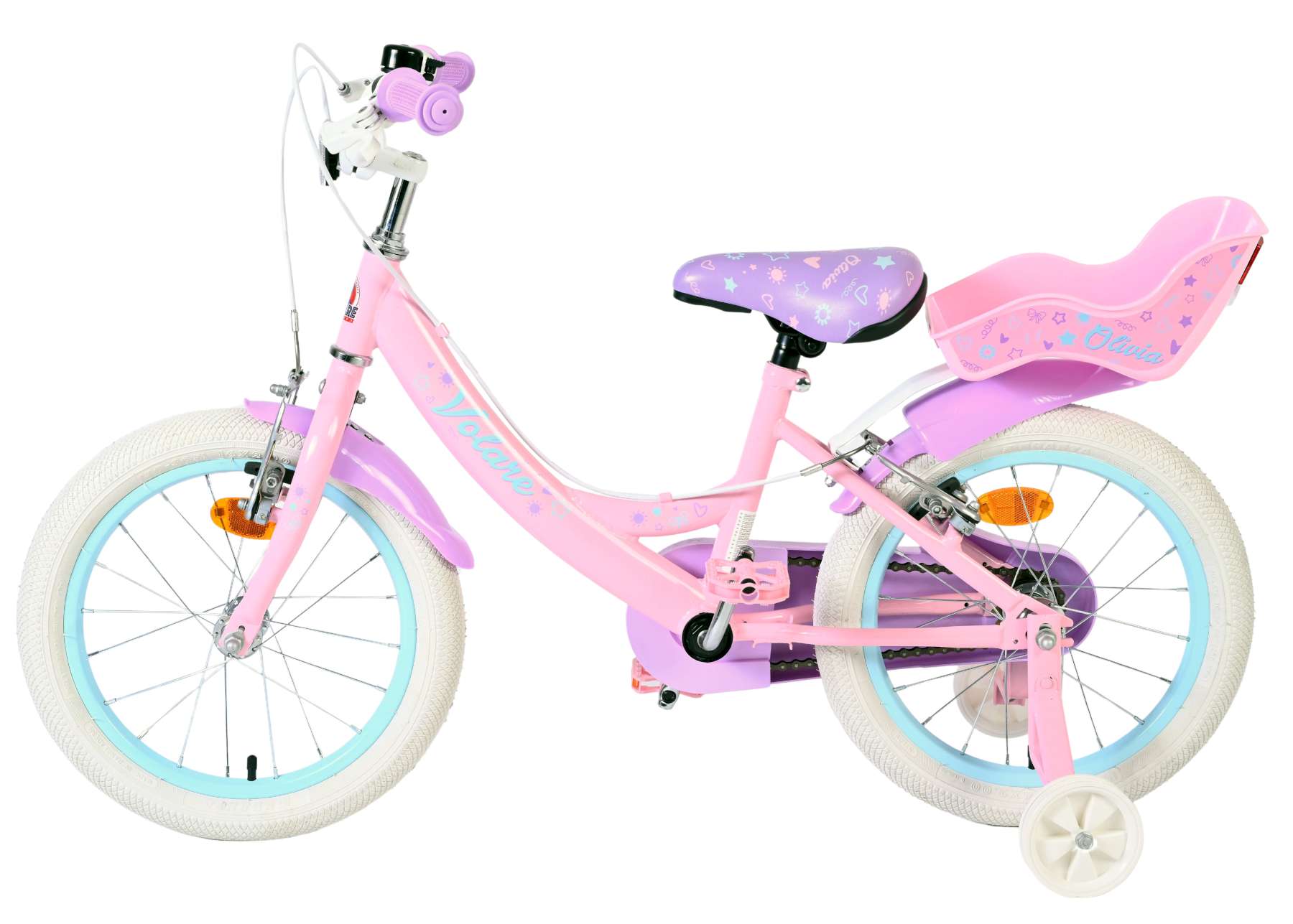 Volare Olivia Kinderfiets - Meisjes - 16 inch - Roze - Twee Handremmen 7 Volare Olivia Kinderfiets - Meisjes - 16 inch - Roze - Twee Handremmen - Afbeelding 7