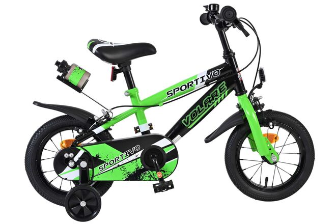 Volare Sportivo Kinderfiets - Jongens - 12 inch - Groen Zwart - Twee Handremmen 1 Volare Sportivo Kinderfiets - Jongens - 12 inch - Groen Zwart - Twee Handremmen