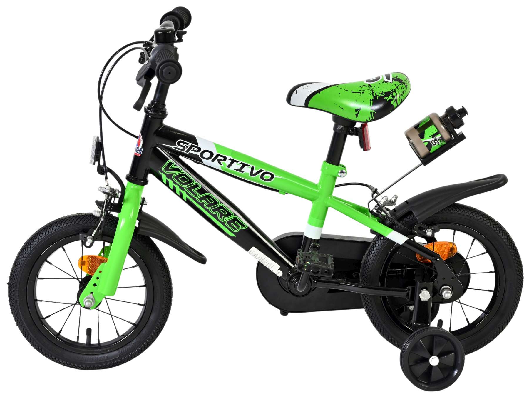 Volare Sportivo Kinderfiets - Jongens - 12 inch - Groen Zwart - Twee Handremmen 7 Volare Sportivo Kinderfiets - Jongens - 12 inch - Groen Zwart - Twee Handremmen - Afbeelding 7