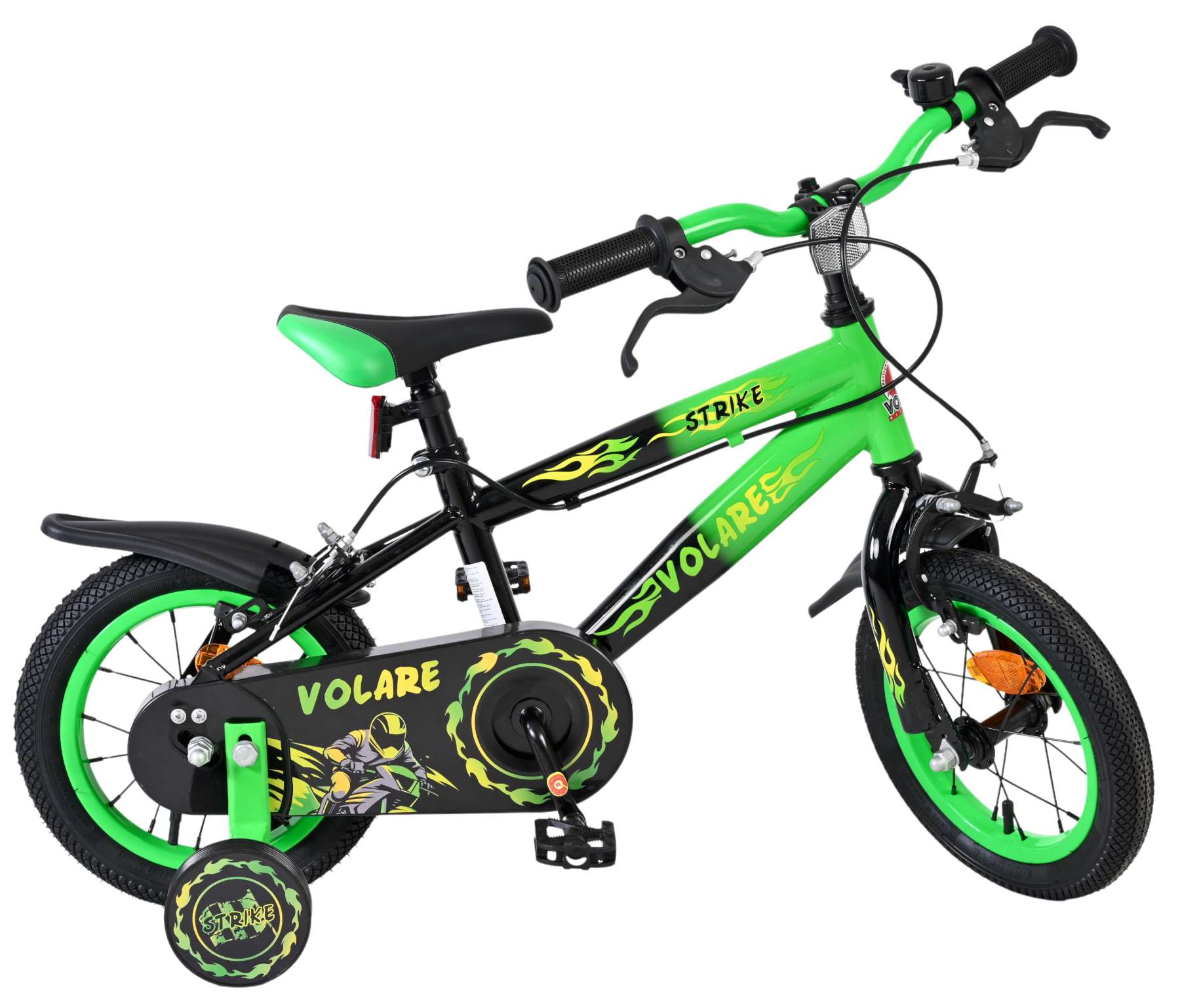 Volare Strike Kinderfiets - Jongens - 12 inch - Zwart Groen - Twee Handremmen 10 Volare Strike Kinderfiets - Jongens - 12 inch - Zwart Groen - Twee Handremmen - Afbeelding 10