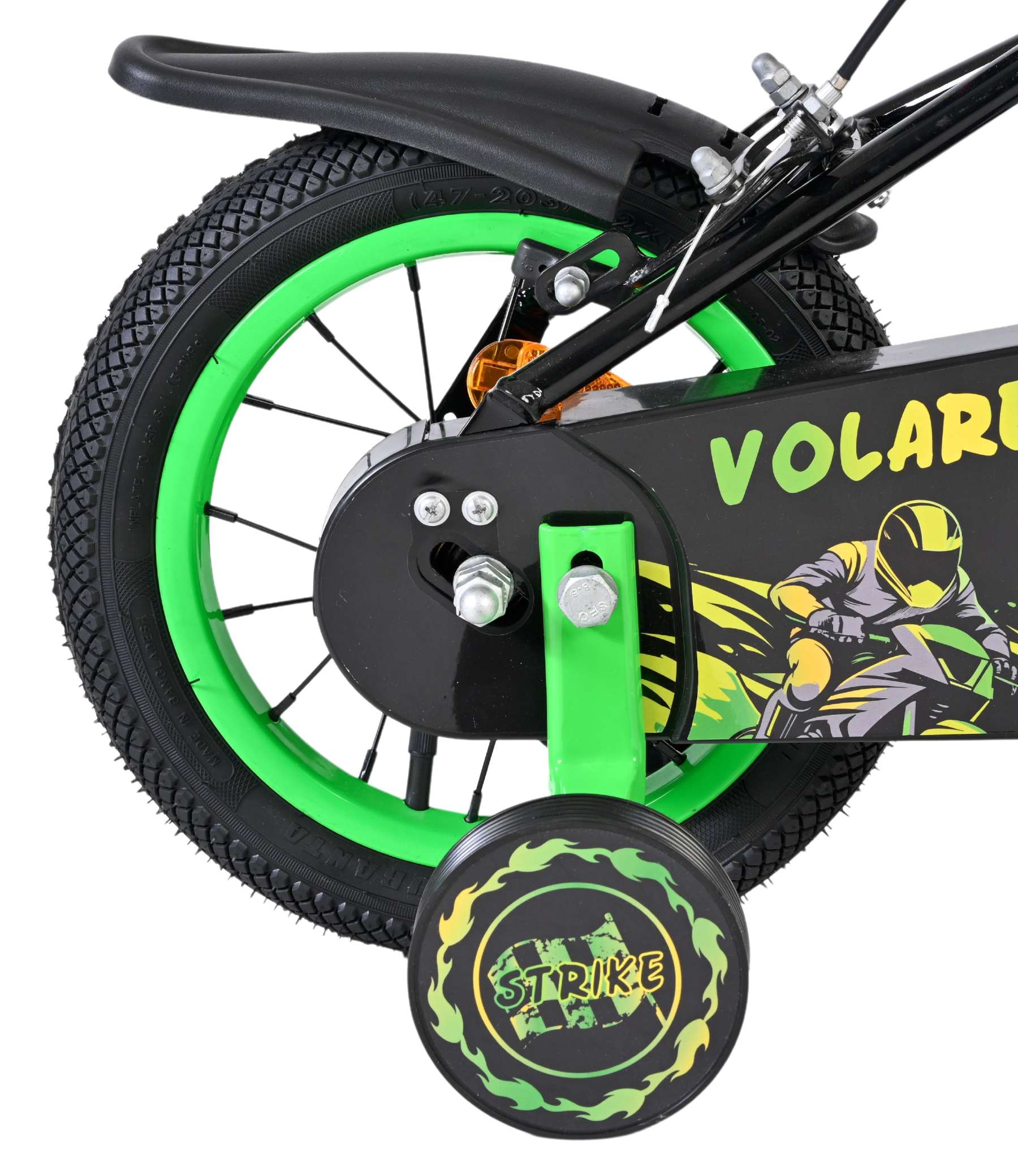 Volare Strike Kinderfiets - Jongens - 12 inch - Zwart Groen - Twee Handremmen 2 Volare Strike Kinderfiets - Jongens - 12 inch - Zwart Groen - Twee Handremmen - Afbeelding 2