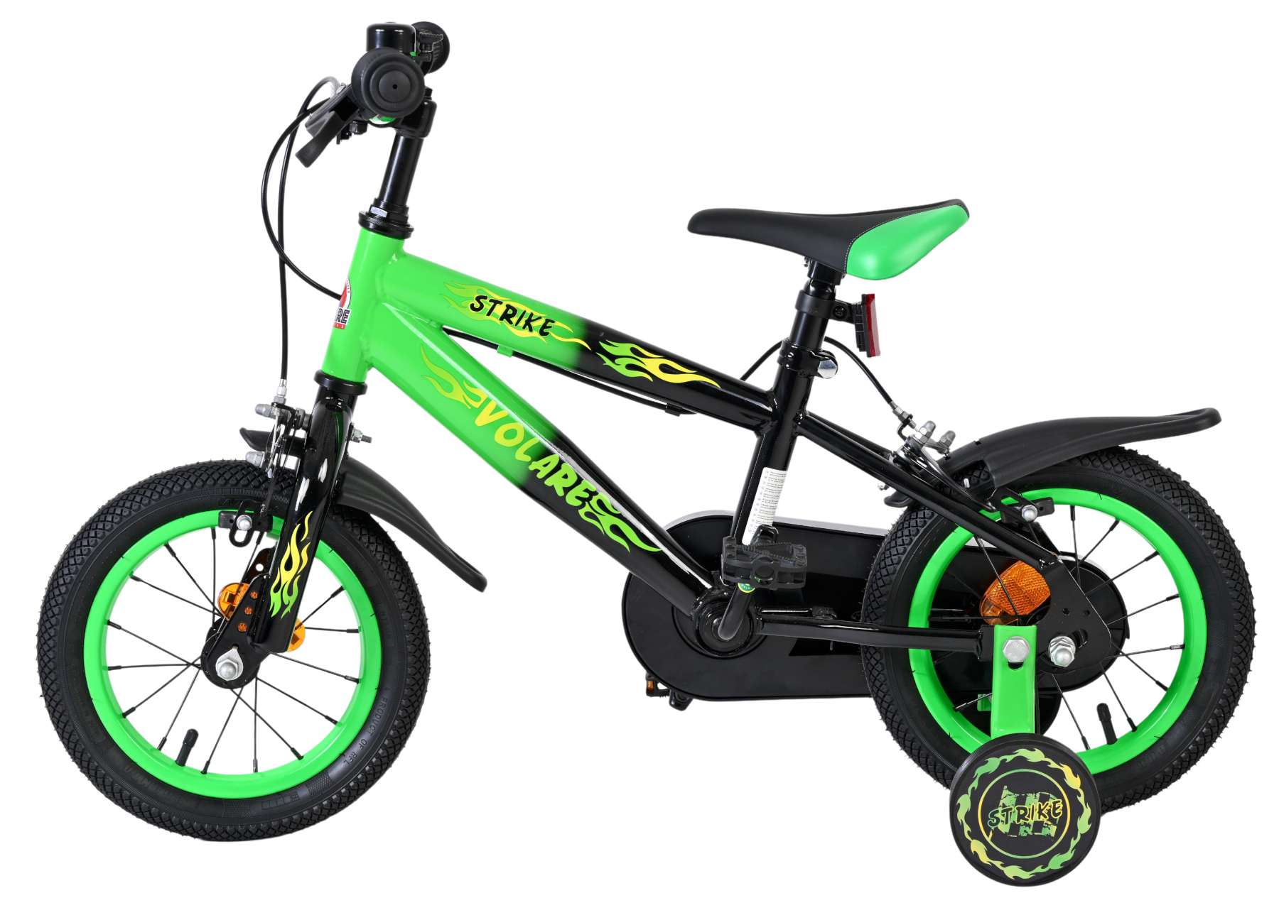 Volare Strike Kinderfiets - Jongens - 12 inch - Zwart Groen - Twee Handremmen 7 Volare Strike Kinderfiets - Jongens - 12 inch - Zwart Groen - Twee Handremmen - Afbeelding 7