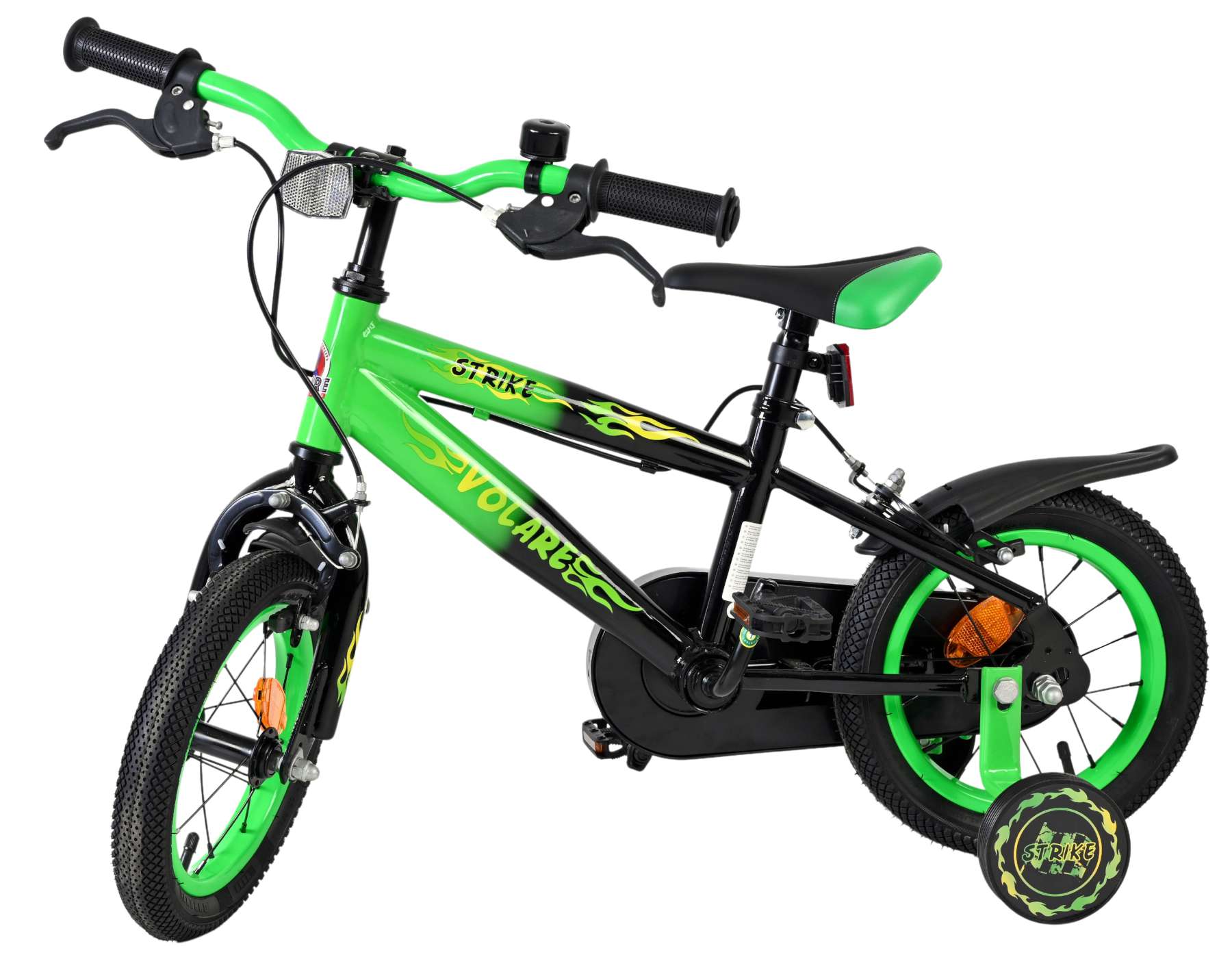 Volare Strike Kinderfiets - Jongens - 12 inch - Zwart Groen - Twee Handremmen 8 Volare Strike Kinderfiets - Jongens - 12 inch - Zwart Groen - Twee Handremmen - Afbeelding 8