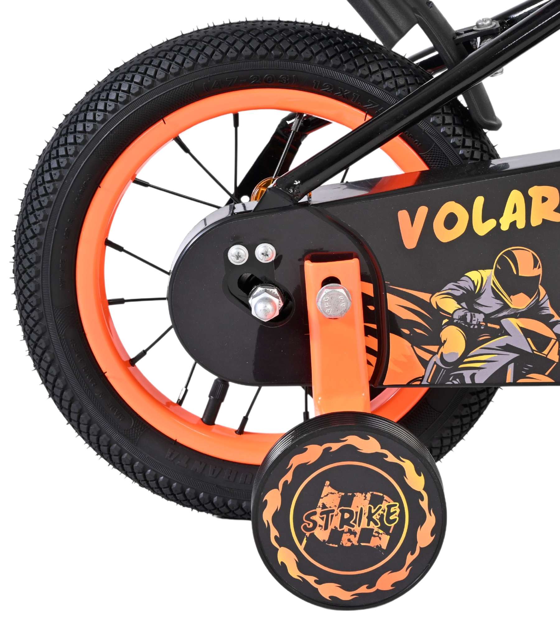 Volare Strike Kinderfiets - Jongens - 12 inch - Zwart Oranje 2 Volare Strike Kinderfiets - Jongens - 12 inch - Zwart Oranje - Afbeelding 2