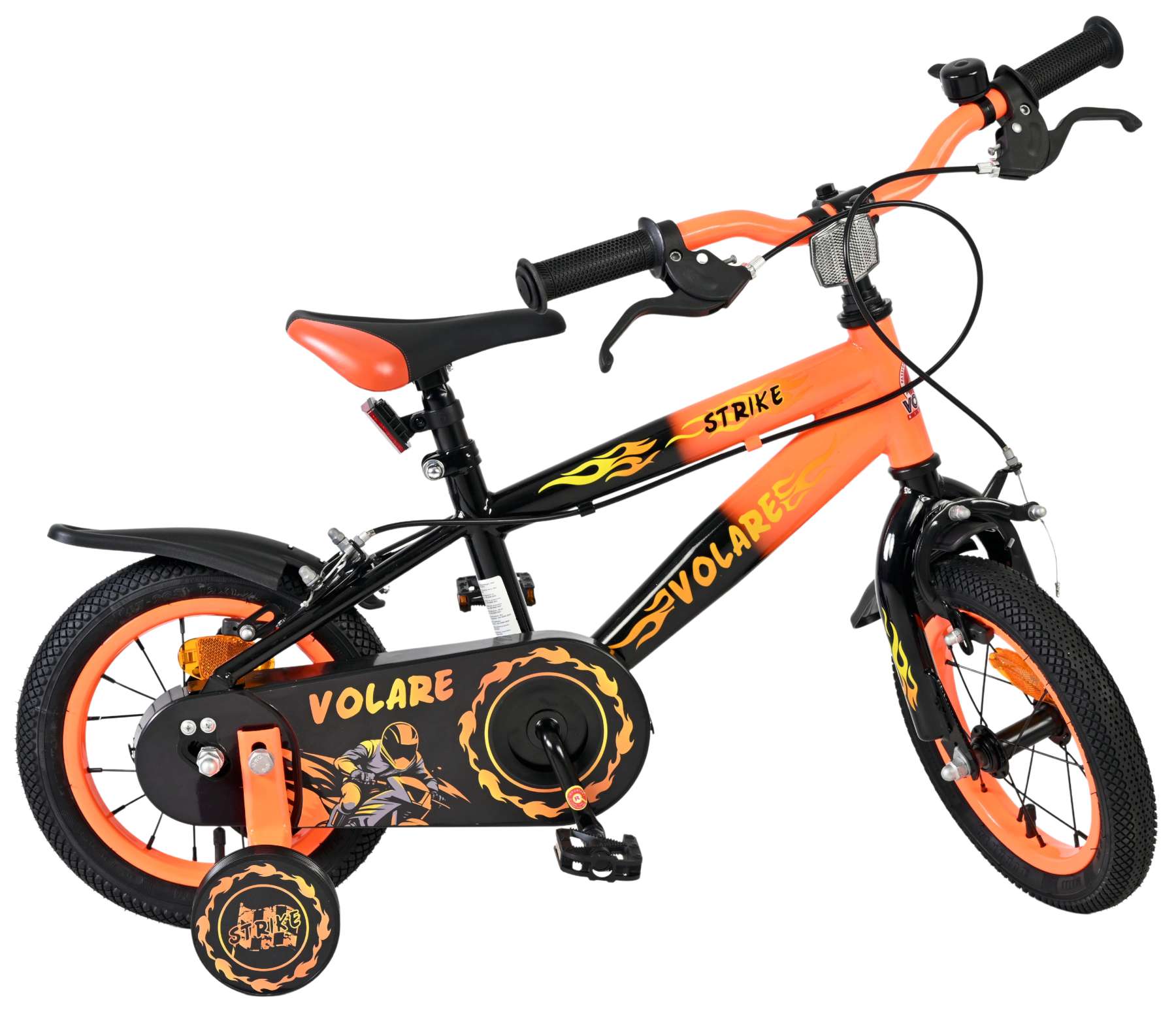 Volare Strike Kinderfiets - Jongens - 12 inch - Zwart Oranje - Twee Handremmen 10 Volare Strike Kinderfiets - Jongens - 12 inch - Zwart Oranje - Twee Handremmen - Afbeelding 10