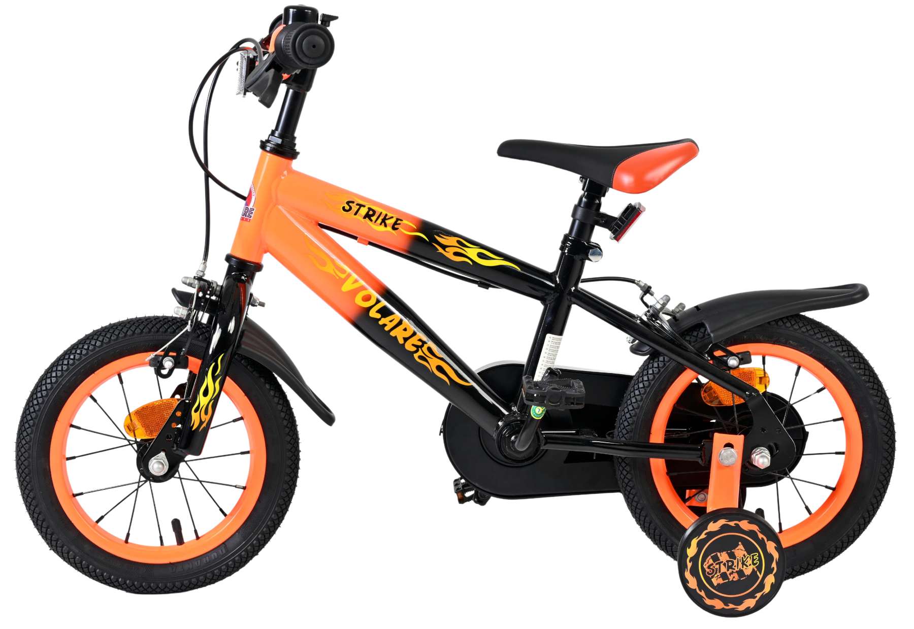 Volare Strike Kinderfiets - Jongens - 12 inch - Zwart Oranje - Twee Handremmen 7 Volare Strike Kinderfiets - Jongens - 12 inch - Zwart Oranje - Twee Handremmen - Afbeelding 7