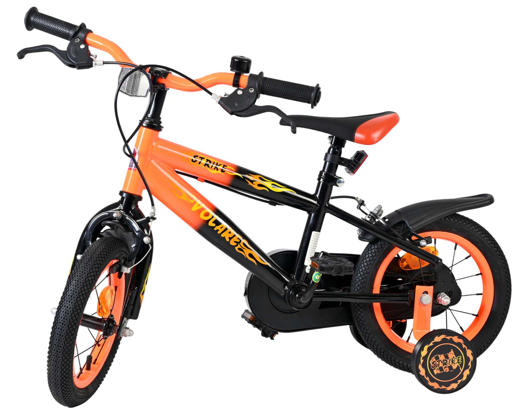 Volare Strike Kinderfiets - Jongens - 12 inch - Zwart Oranje - Twee Handremmen 8 Volare Strike Kinderfiets - Jongens - 12 inch - Zwart Oranje - Twee Handremmen - Afbeelding 8