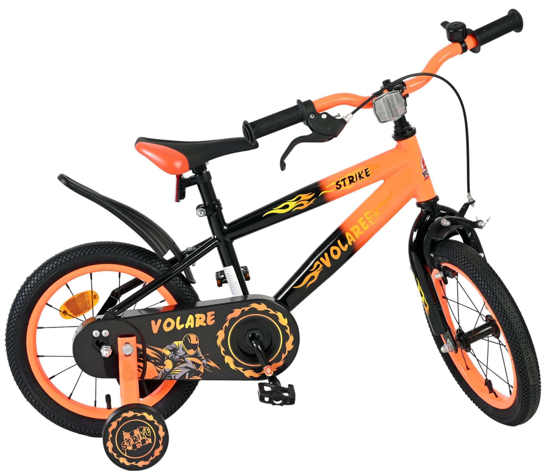 Volare Strike Kinderfiets - Jongens - 14 inch - Zwart Oranje 10 Volare Strike Kinderfiets - Jongens - 14 inch - Zwart Oranje - Afbeelding 10