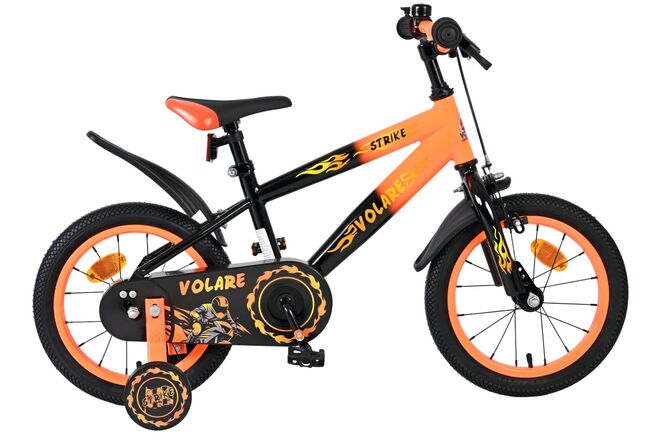 Volare Strike Kinderfiets - Jongens - 14 inch - Zwart Oranje 1 Volare Strike Kinderfiets - Jongens - 14 inch - Zwart Oranje