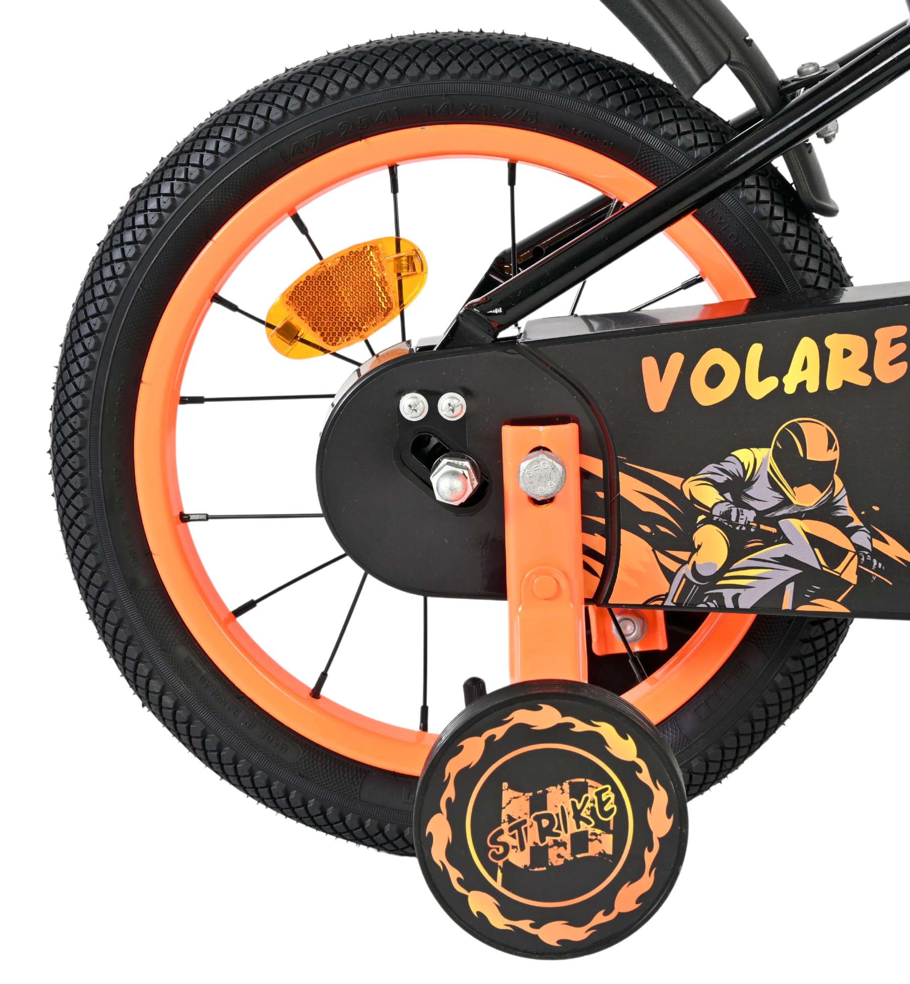Volare Strike Kinderfiets - Jongens - 14 inch - Zwart Oranje 2 Volare Strike Kinderfiets - Jongens - 14 inch - Zwart Oranje - Afbeelding 2