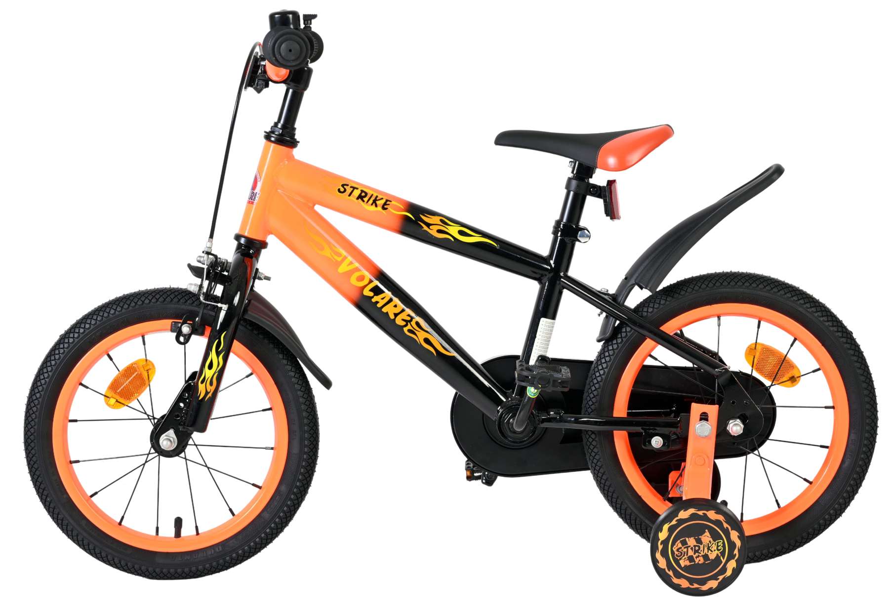 Volare Strike Kinderfiets - Jongens - 14 inch - Zwart Oranje 7 Volare Strike Kinderfiets - Jongens - 14 inch - Zwart Oranje - Afbeelding 7