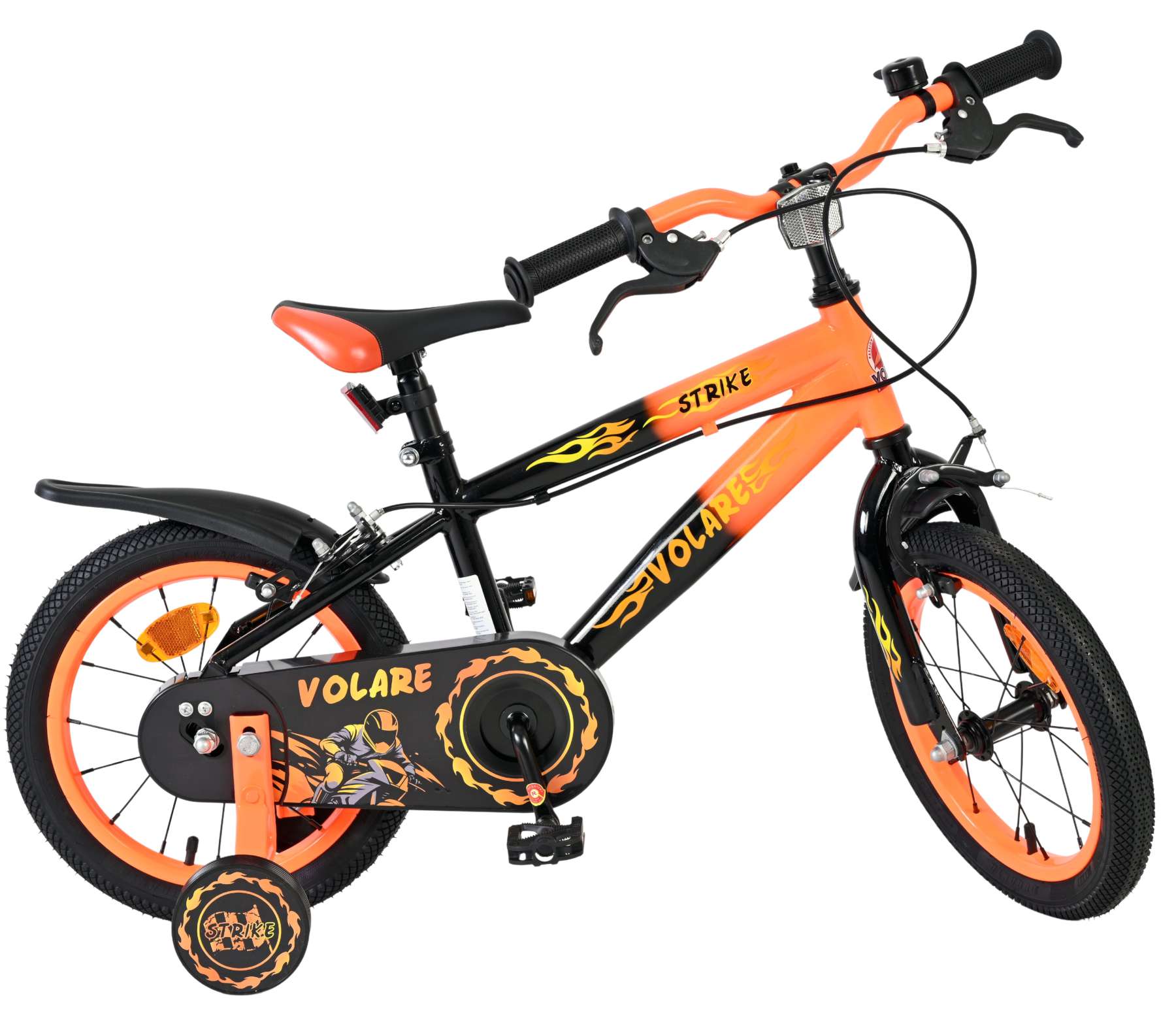 Volare Strike Kinderfiets - Jongens - 14 inch - Zwart Oranje - Twee handremmen 10 Volare Strike Kinderfiets - Jongens - 14 inch - Zwart Oranje - Twee handremmen - Afbeelding 10