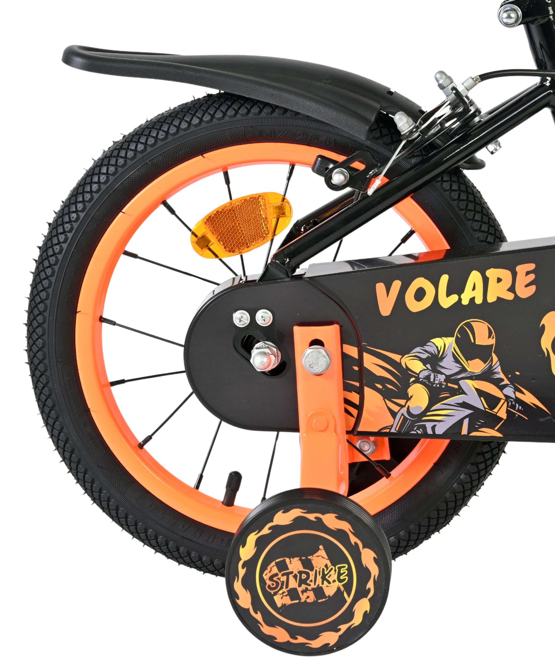 Volare Strike Kinderfiets - Jongens - 14 inch - Zwart Oranje - Twee handremmen 2 Volare Strike Kinderfiets - Jongens - 14 inch - Zwart Oranje - Twee handremmen - Afbeelding 2