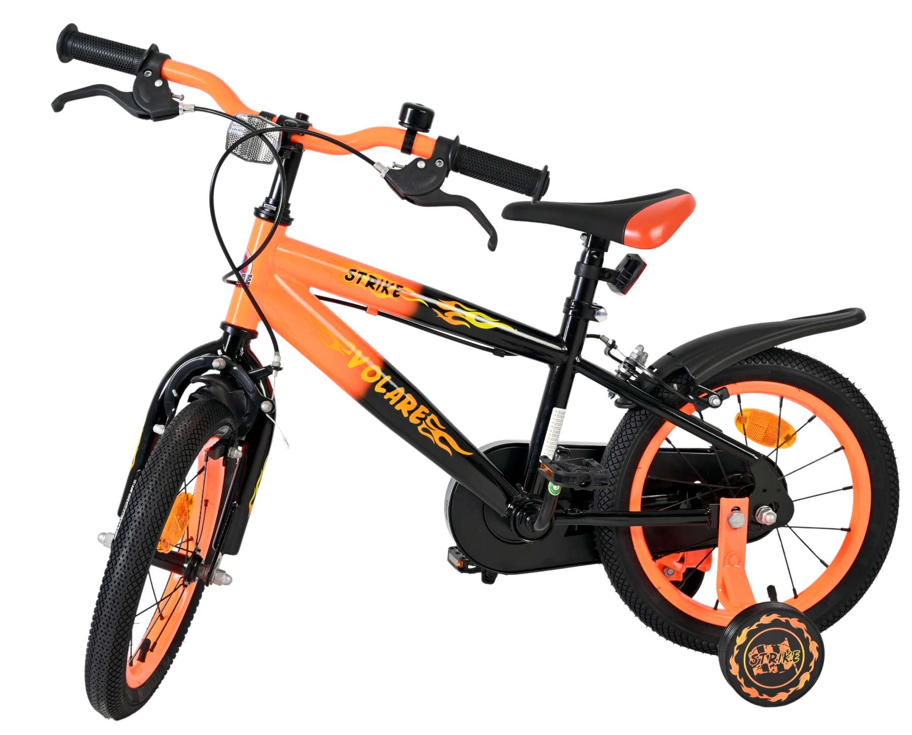 Volare Strike Kinderfiets - Jongens - 14 inch - Zwart Oranje - Twee handremmen 8 Volare Strike Kinderfiets - Jongens - 14 inch - Zwart Oranje - Twee handremmen - Afbeelding 8