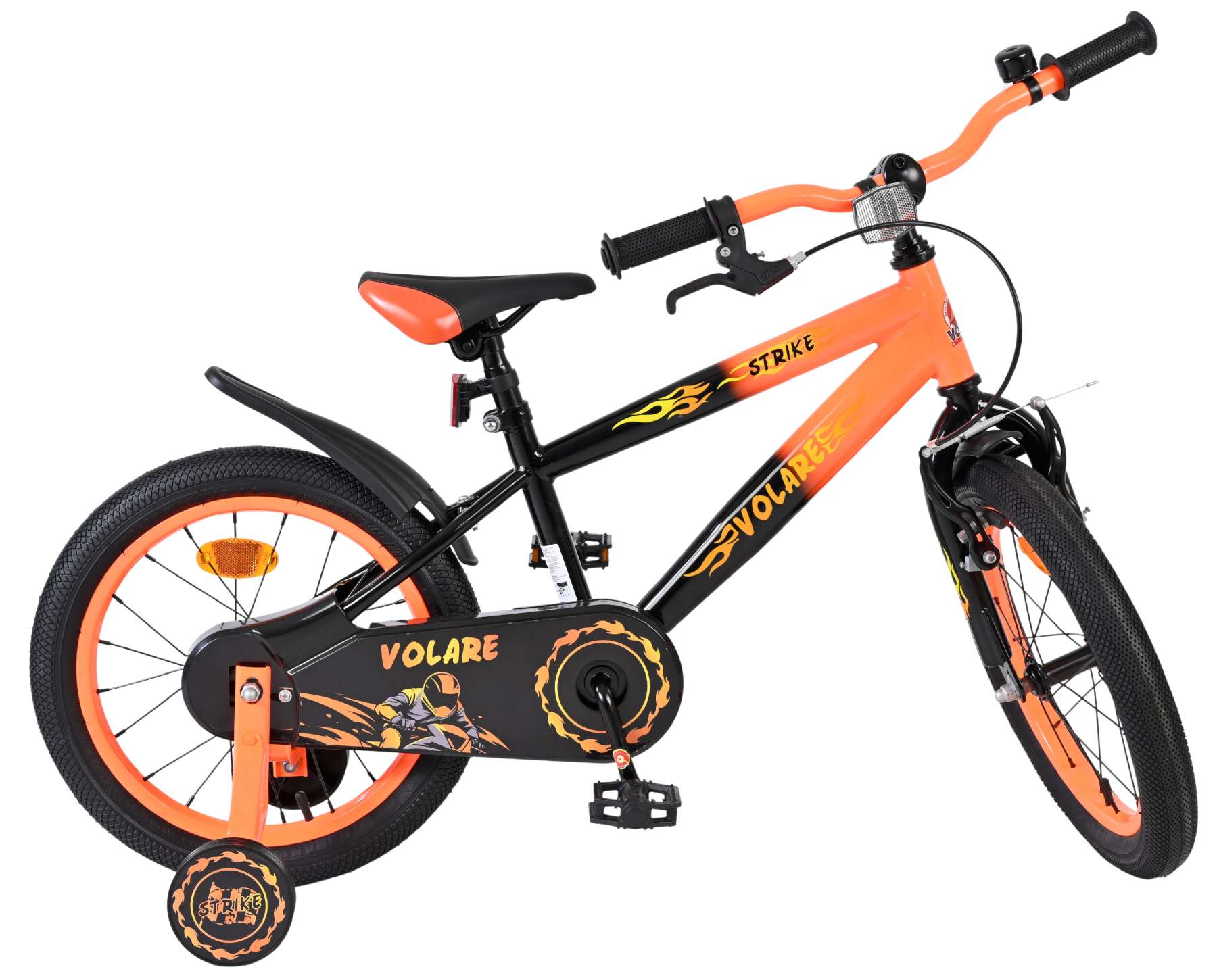 Volare Strike Kinderfiets - Jongens - 16 inch - Zwart Oranje 10 Volare Strike Kinderfiets - Jongens - 16 inch - Zwart Oranje - Afbeelding 10
