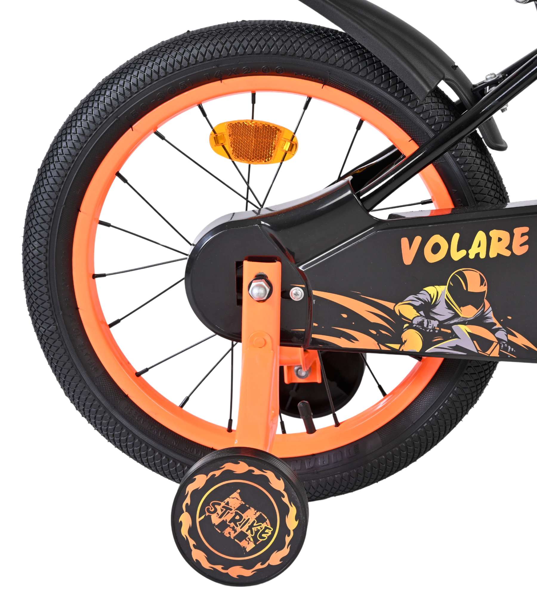 Volare Strike Kinderfiets - Jongens - 16 inch - Zwart Oranje 2 Volare Strike Kinderfiets - Jongens - 16 inch - Zwart Oranje - Afbeelding 2