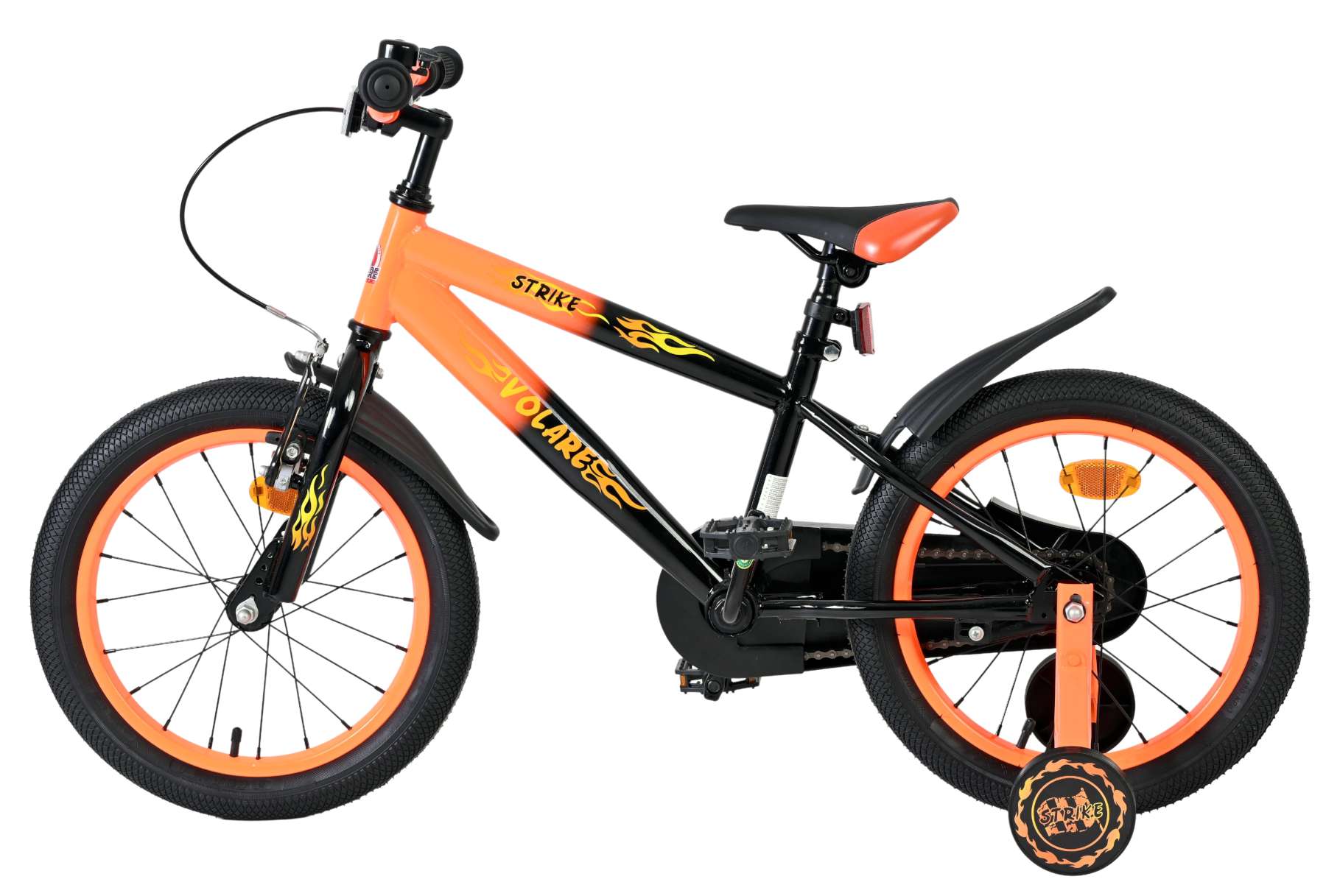 Volare Strike Kinderfiets - Jongens - 16 inch - Zwart Oranje 7 Volare Strike Kinderfiets - Jongens - 16 inch - Zwart Oranje - Afbeelding 7