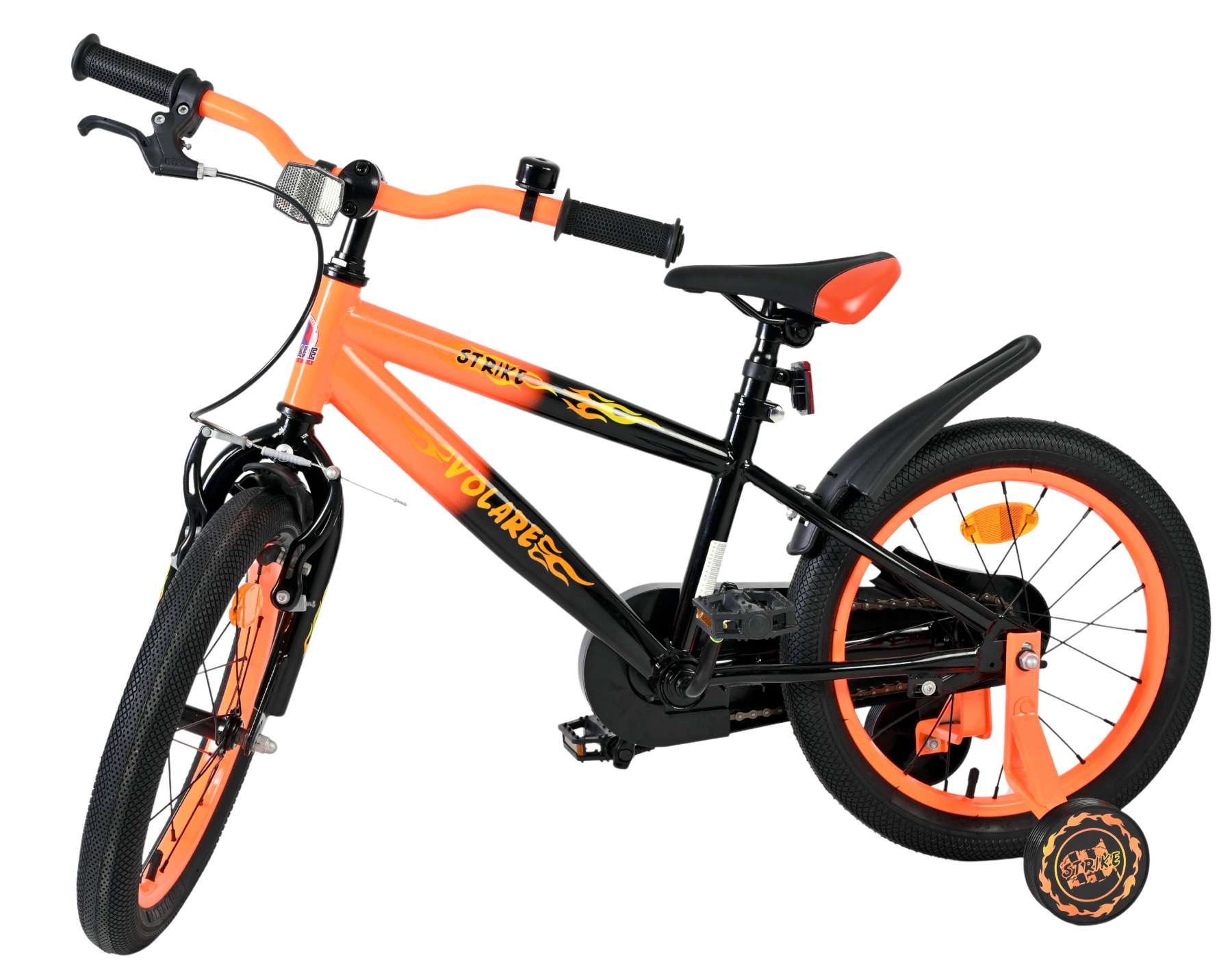 Volare Strike Kinderfiets - Jongens - 16 inch - Zwart Oranje 8 Volare Strike Kinderfiets - Jongens - 16 inch - Zwart Oranje - Afbeelding 8