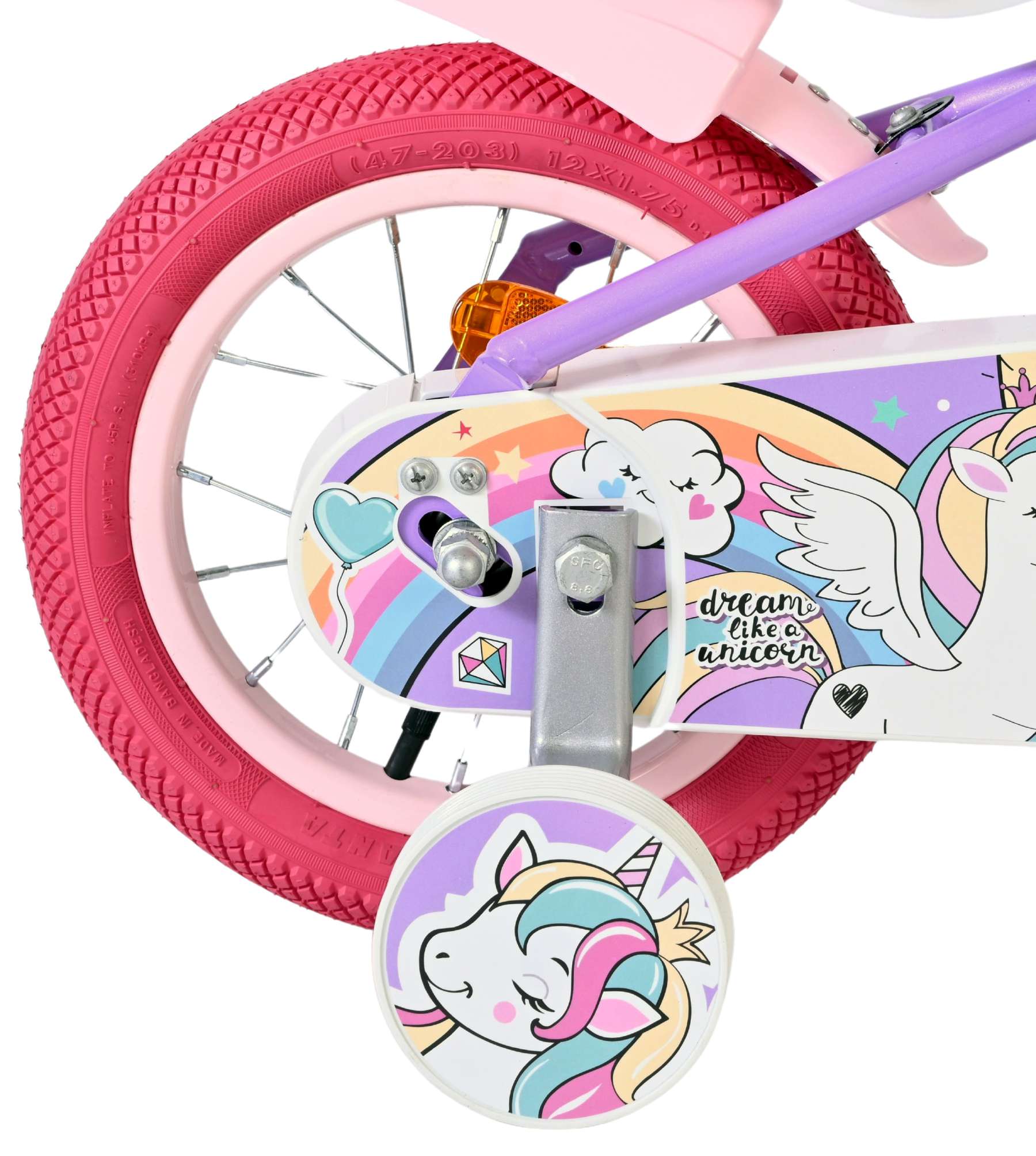 Volare Unicorn Kinderfiets - Meisjes - 12 inch - Paars - Afbeelding 2