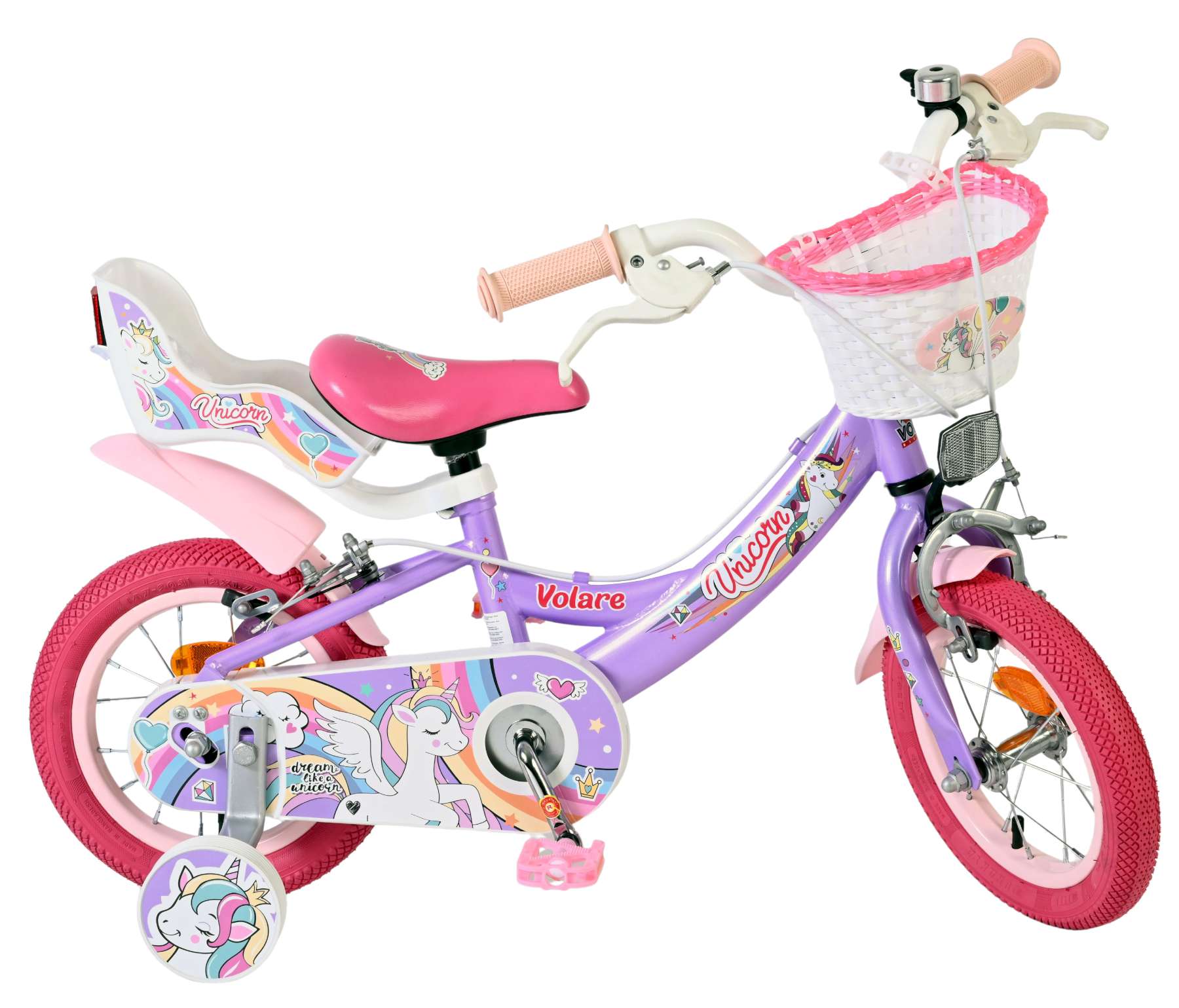 Volare Unicorn Kinderfiets - Meisjes - 12 inch - Paars - Twee handremmen 10 Volare Unicorn Kinderfiets - Meisjes - 12 inch - Paars - Twee handremmen - Afbeelding 10