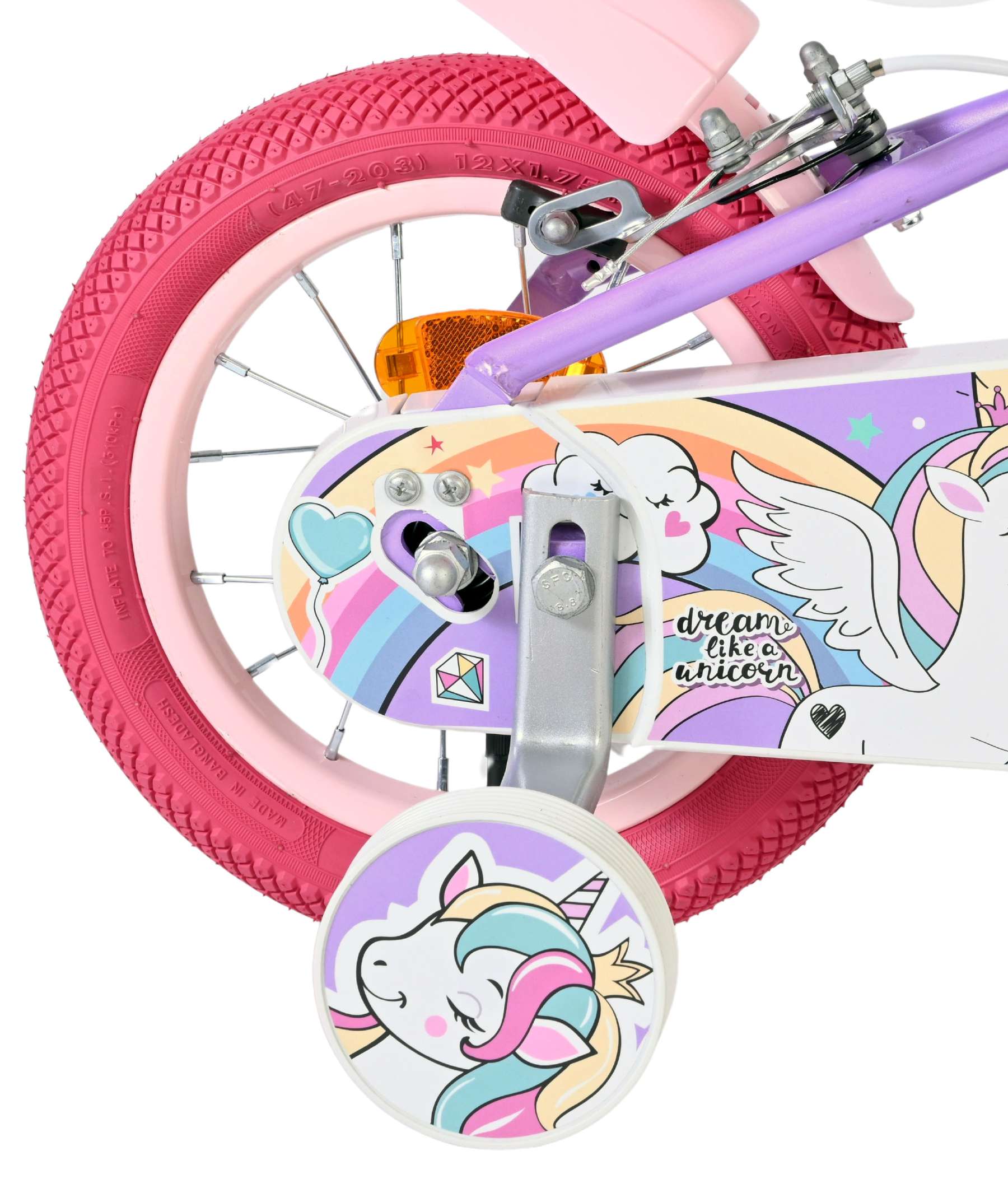 Volare Unicorn Kinderfiets - Meisjes - 12 inch - Paars - Twee handremmen 2 Volare Unicorn Kinderfiets - Meisjes - 12 inch - Paars - Twee handremmen - Afbeelding 2