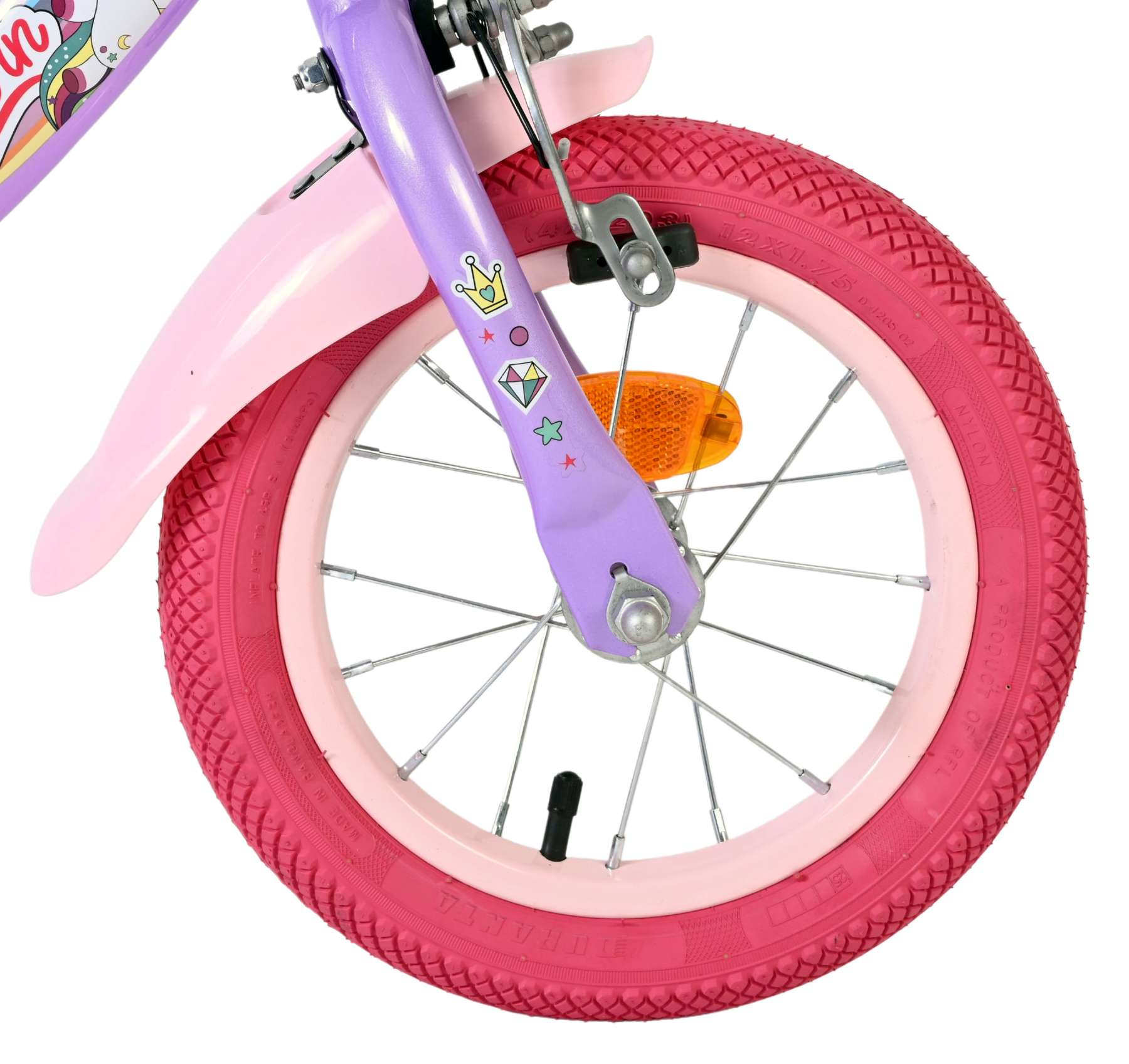 Volare Unicorn Kinderfiets - Meisjes - 12 inch - Paars - Twee handremmen 3 Volare Unicorn Kinderfiets - Meisjes - 12 inch - Paars - Twee handremmen - Afbeelding 3