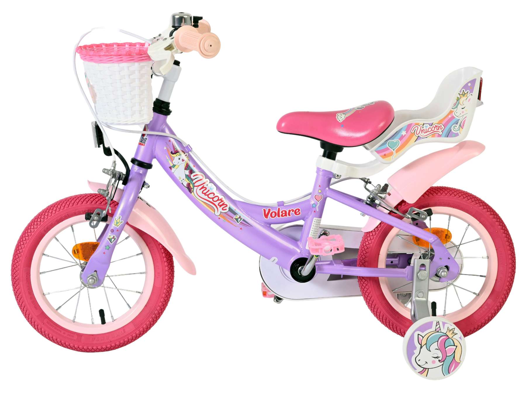 Volare Unicorn Kinderfiets - Meisjes - 12 inch - Paars - Twee handremmen 7 Volare Unicorn Kinderfiets - Meisjes - 12 inch - Paars - Twee handremmen - Afbeelding 7