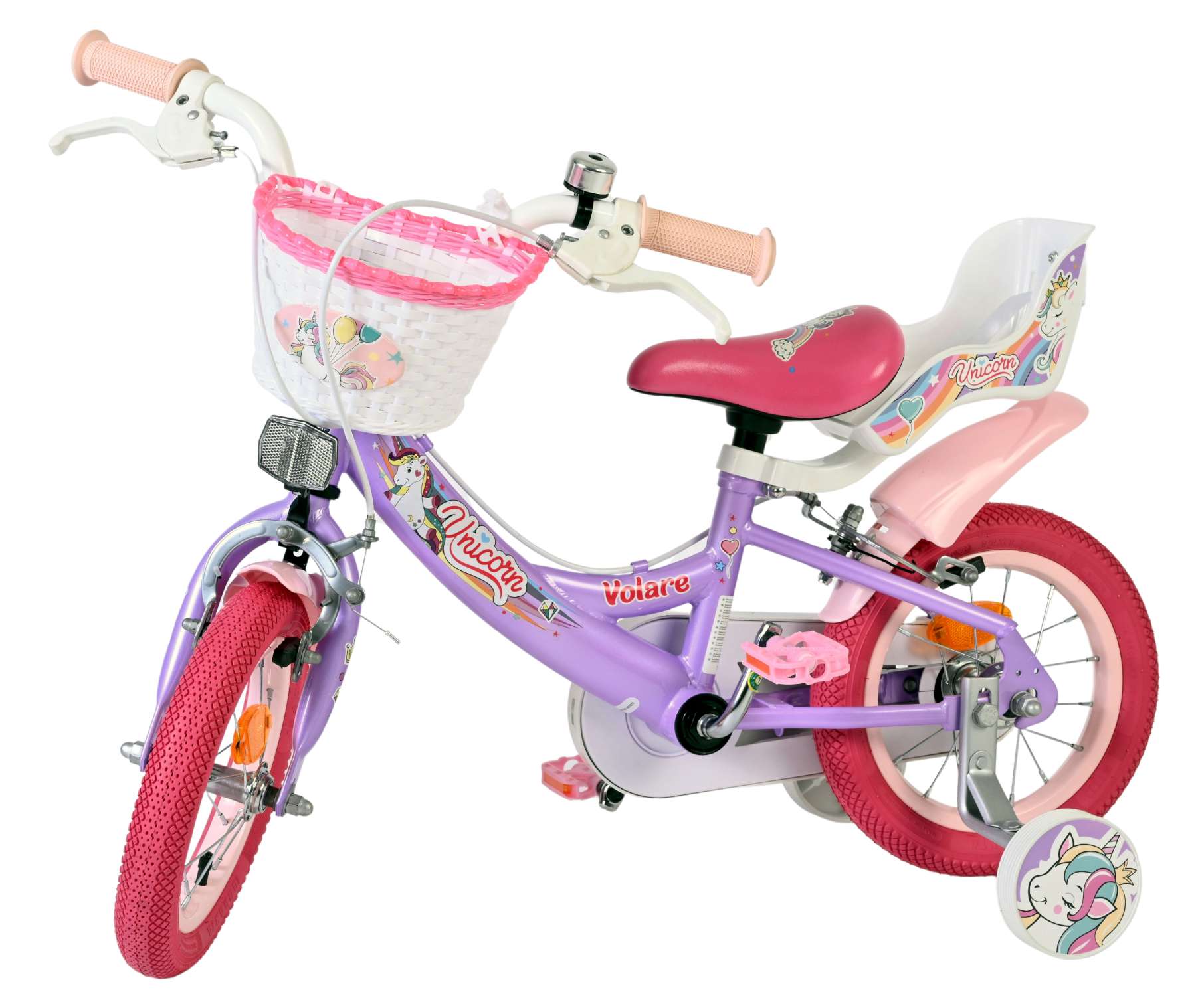 Volare Unicorn Kinderfiets - Meisjes - 12 inch - Paars - Twee handremmen 8 Volare Unicorn Kinderfiets - Meisjes - 12 inch - Paars - Twee handremmen - Afbeelding 8