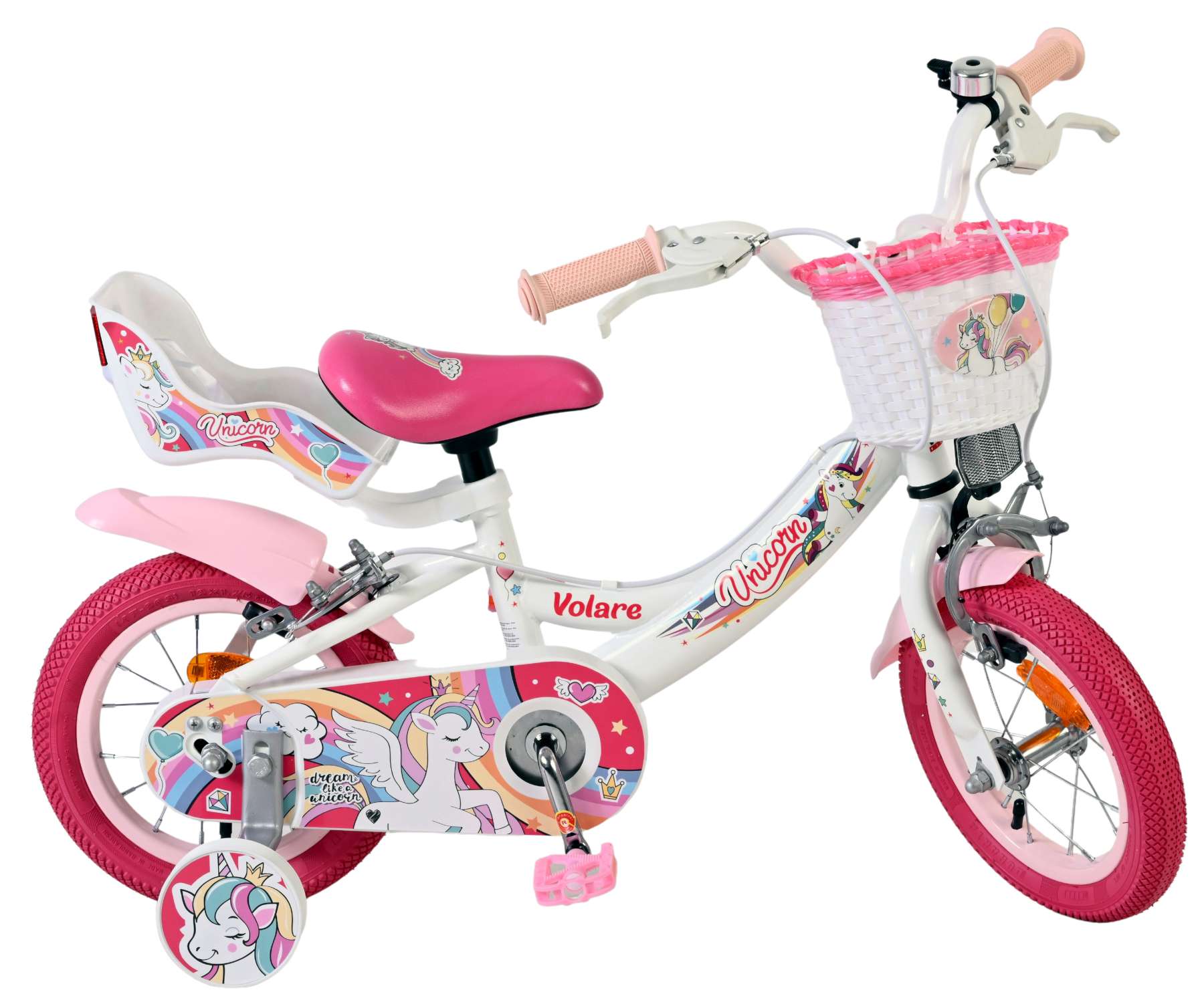 Volare Unicorn Kinderfiets - Meisjes - 12 inch - Wit - Twee handremmen 10 Volare Unicorn Kinderfiets - Meisjes - 12 inch - Wit - Twee handremmen - Afbeelding 10