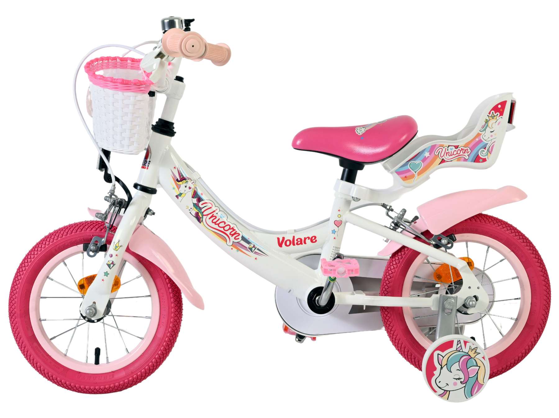 Volare Unicorn Kinderfiets - Meisjes - 12 inch - Wit - Twee handremmen 7 Volare Unicorn Kinderfiets - Meisjes - 12 inch - Wit - Twee handremmen - Afbeelding 7