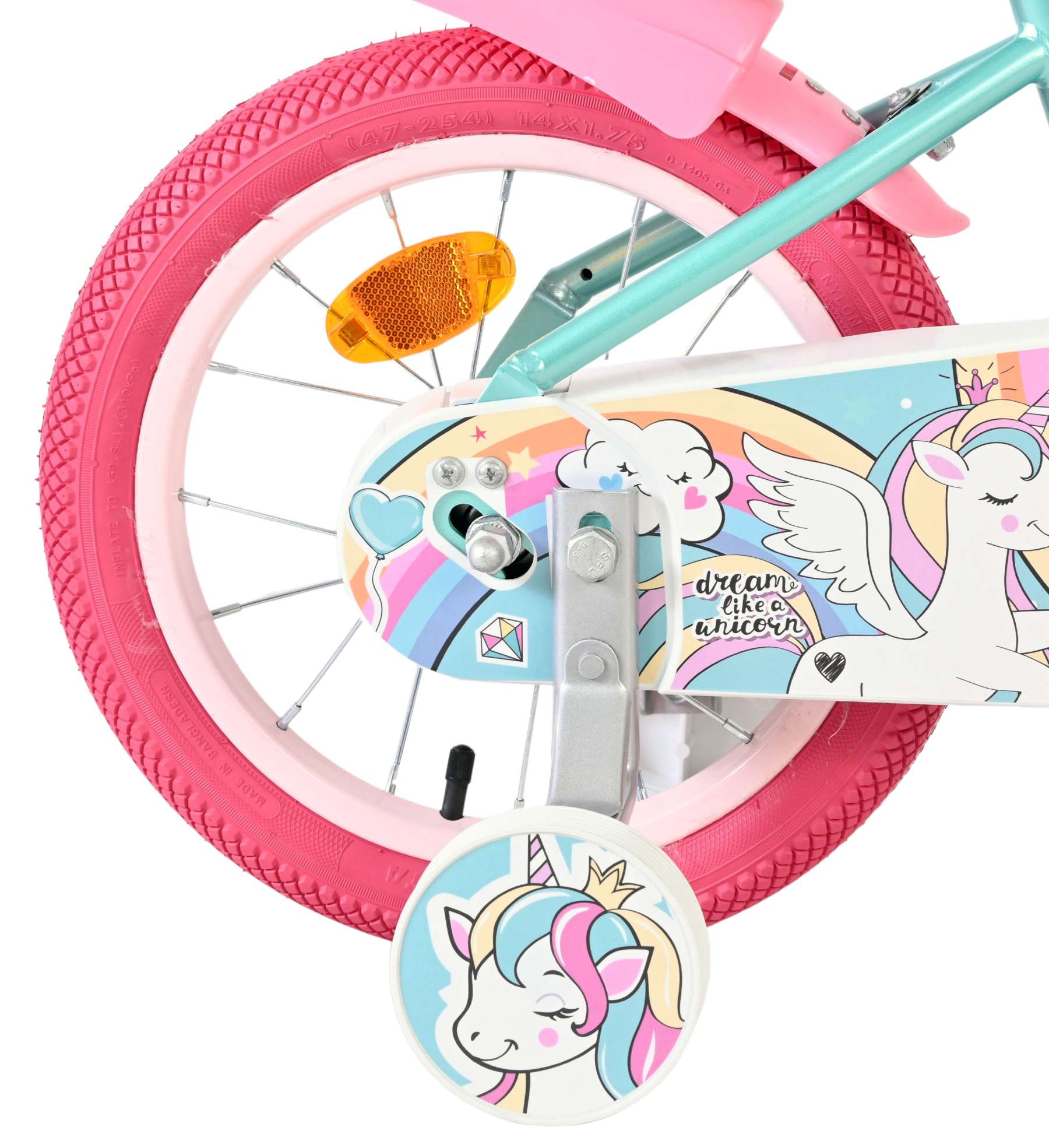 Volare Unicorn Kinderfiets - Meisjes - 14 inch - Groen 2 Volare Unicorn Kinderfiets - Meisjes - 14 inch - Groen - Afbeelding 2
