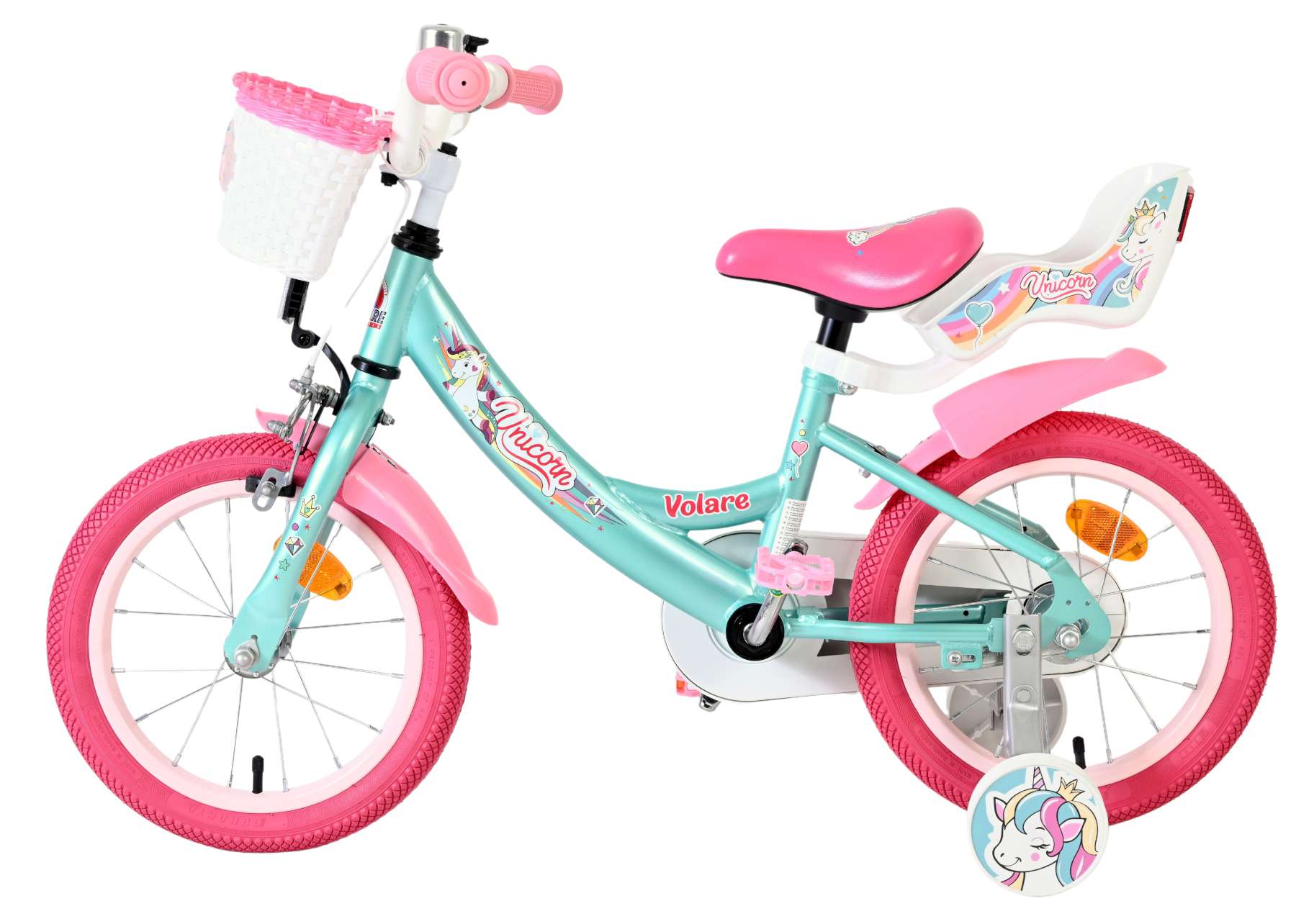 Volare Unicorn Kinderfiets - Meisjes - 14 inch - Groen 7 Volare Unicorn Kinderfiets - Meisjes - 14 inch - Groen - Afbeelding 7