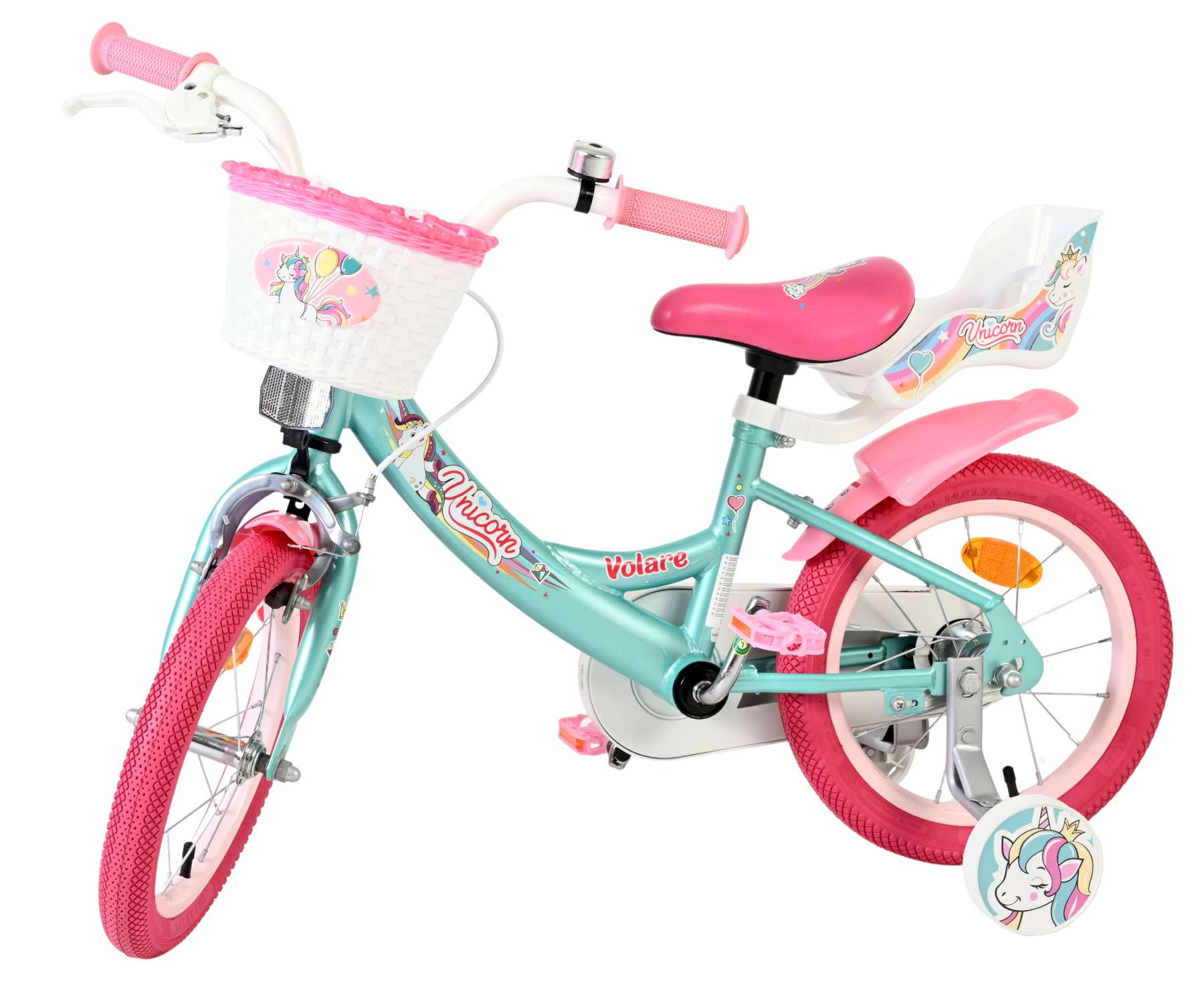 Volare Unicorn Kinderfiets - Meisjes - 14 inch - Groen 8 Volare Unicorn Kinderfiets - Meisjes - 14 inch - Groen - Afbeelding 8