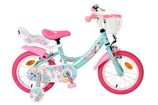 Volare Unicorn Kinderfiets - Meisjes - 14 inch - Groen - Twee Handremmen 1 Volare Unicorn Kinderfiets - Meisjes - 14 inch - Groen - Twee Handremmen