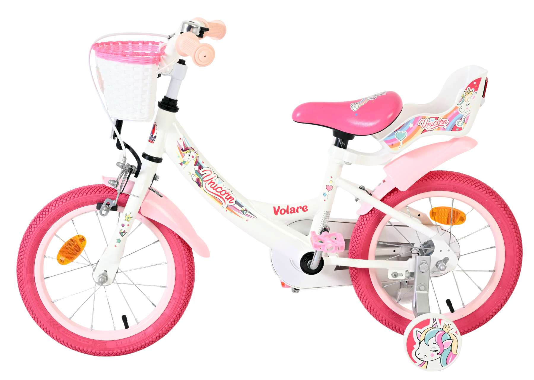 Volare Unicorn Kinderfiets - Meisjes - 14 inch - Wit - Afbeelding 7
