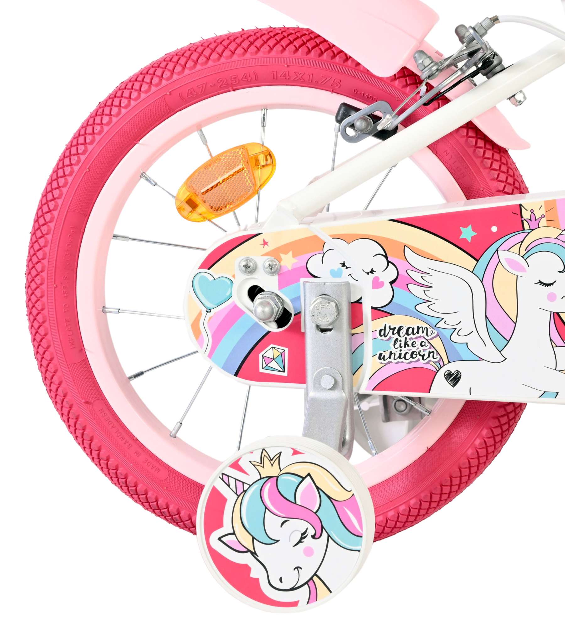 Volare Unicorn Kinderfiets - Meisjes - 14 inch - Wit - Twee Handremmen 2 Volare Unicorn Kinderfiets - Meisjes - 14 inch - Wit - Twee Handremmen - Afbeelding 2