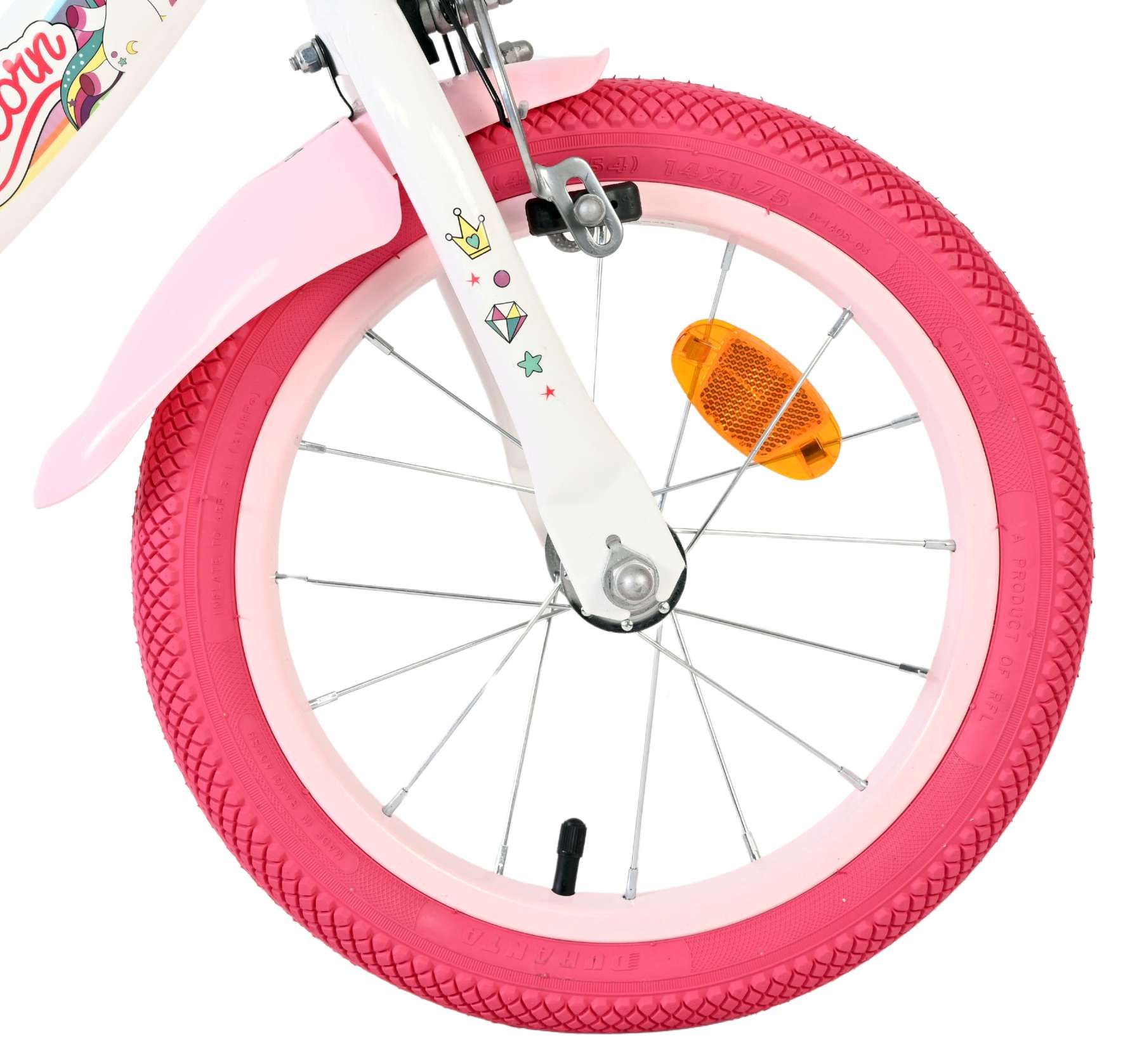 Volare Unicorn Kinderfiets - Meisjes - 14 inch - Wit - Twee Handremmen 3 Volare Unicorn Kinderfiets - Meisjes - 14 inch - Wit - Twee Handremmen - Afbeelding 3